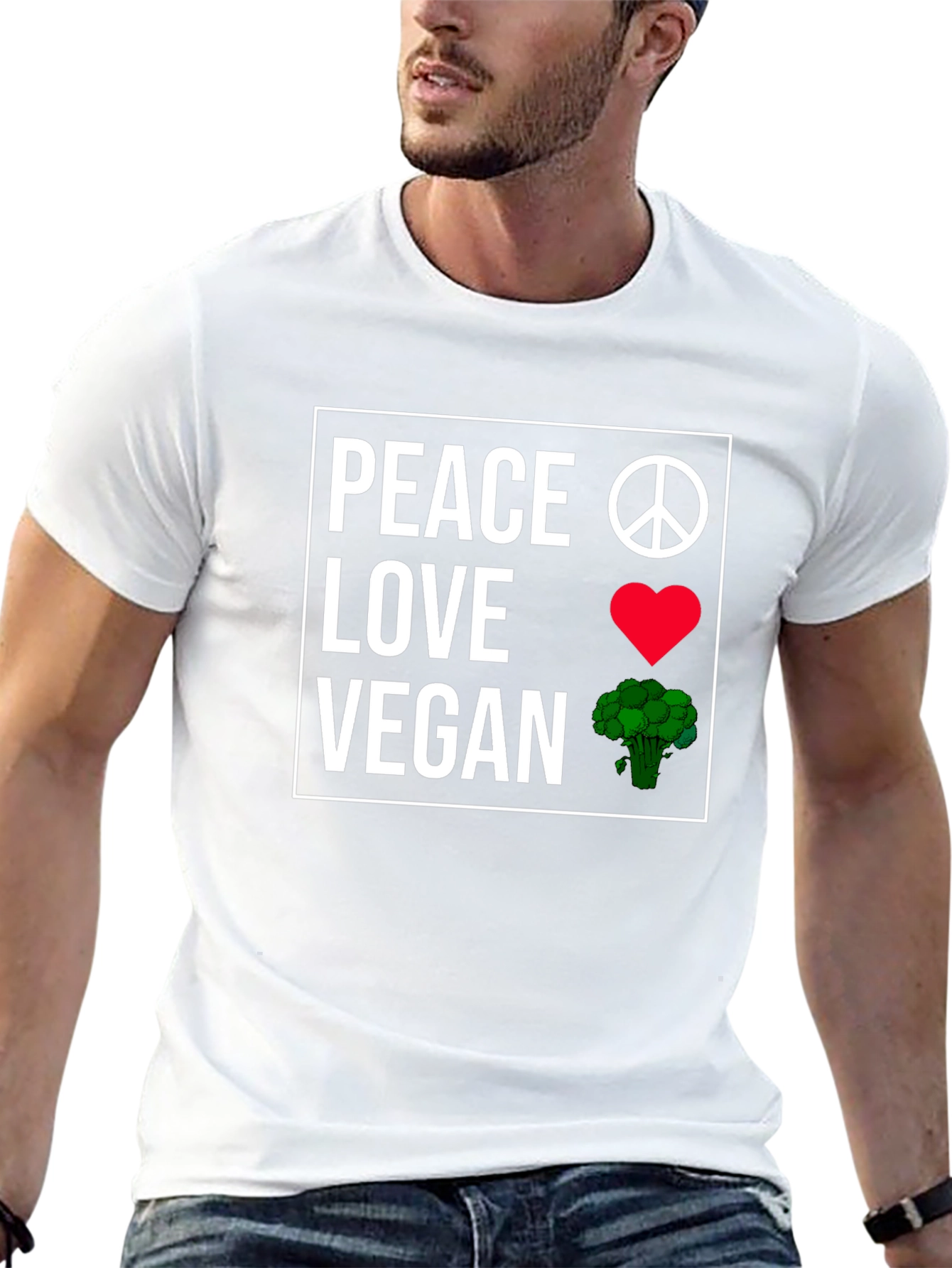 Peace Love Vegan T-Shirt Plant-Based Lifestyle Tee