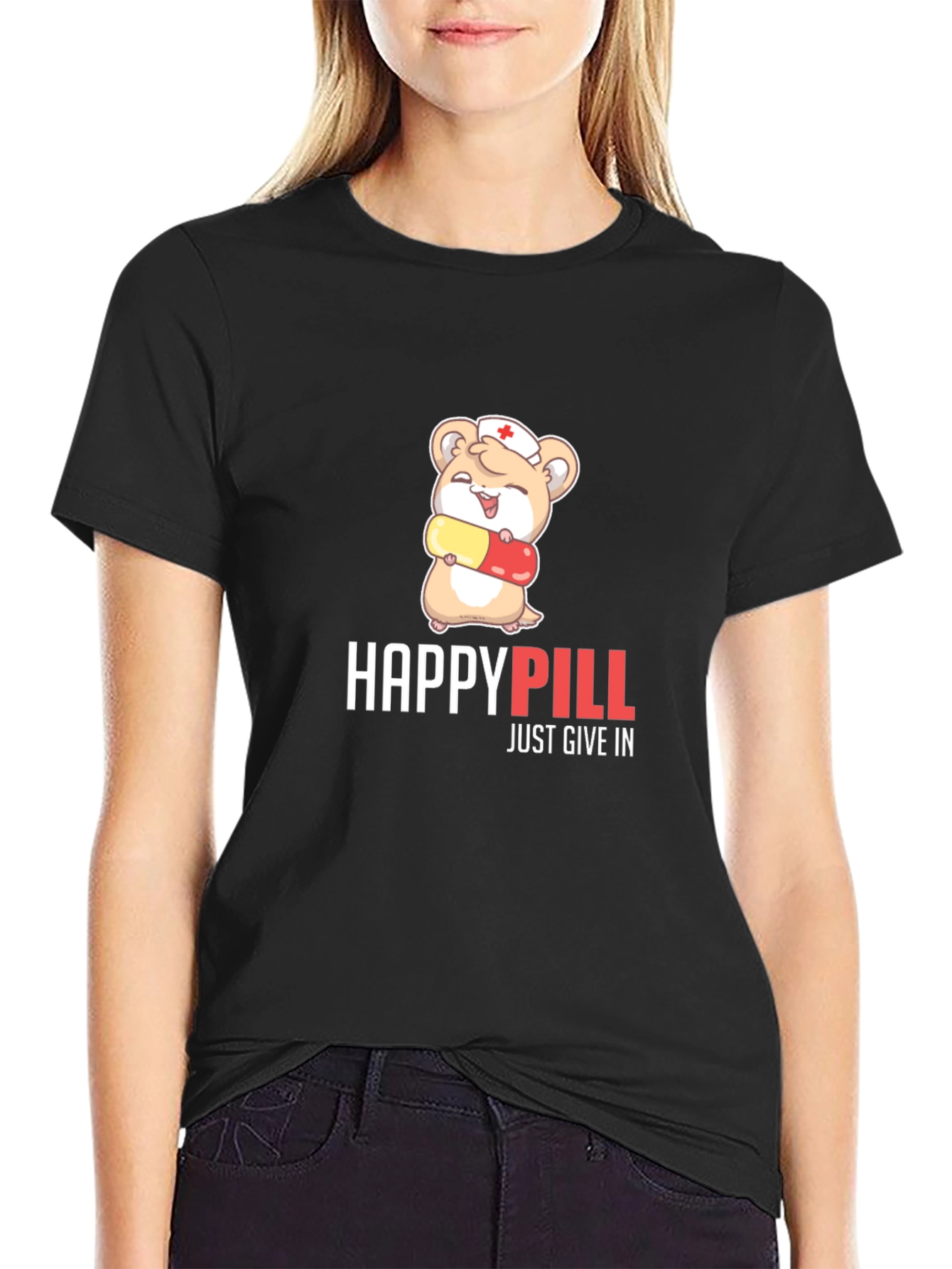Happy Pill T-Shirt - Cute Hamster Design