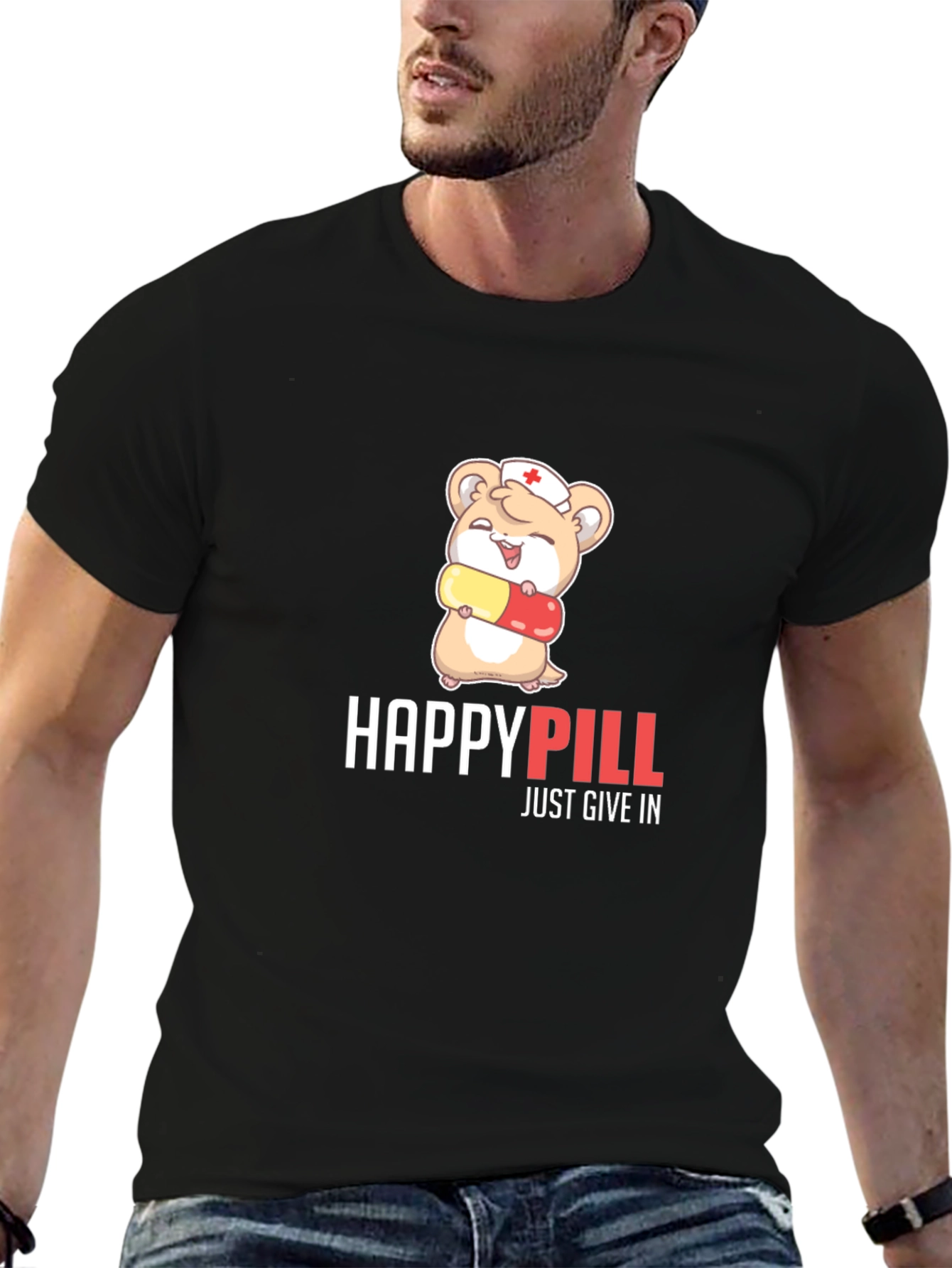 Happy Pill T-Shirt - Cute Hamster Design