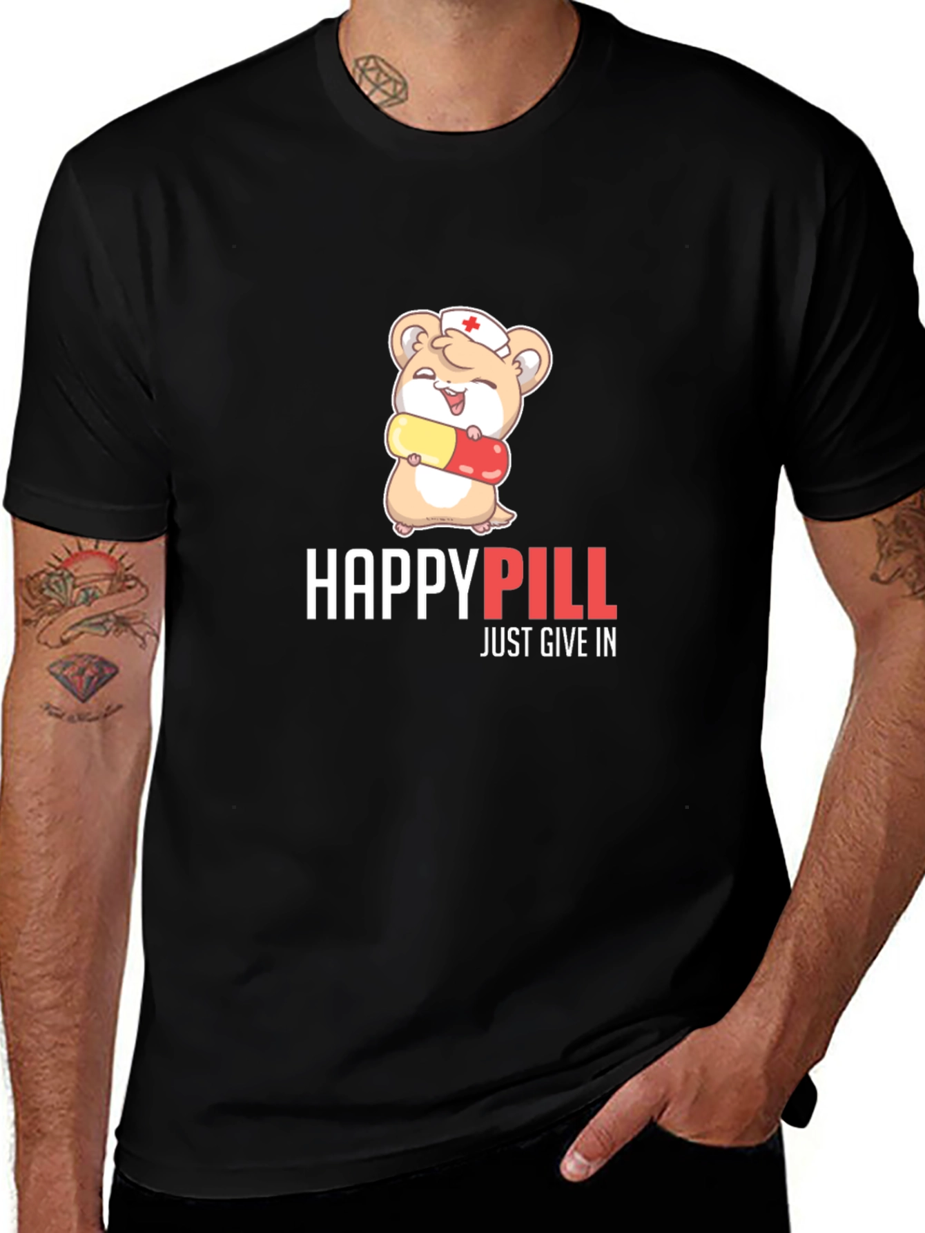 Happy Pill T-Shirt - Cute Hamster Design