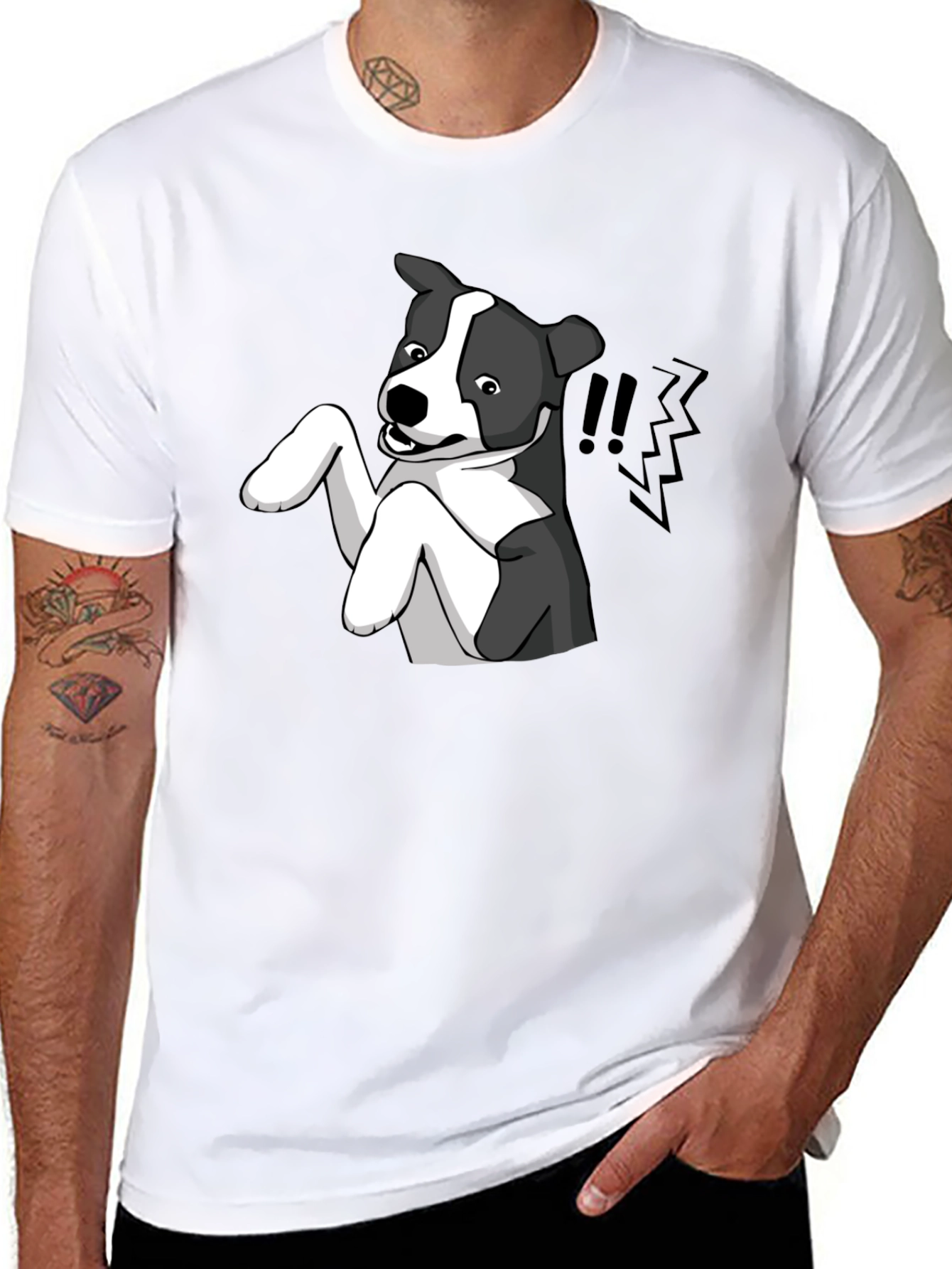 Dog Cartoon Graphic Tee - Mens Black T-Shirt