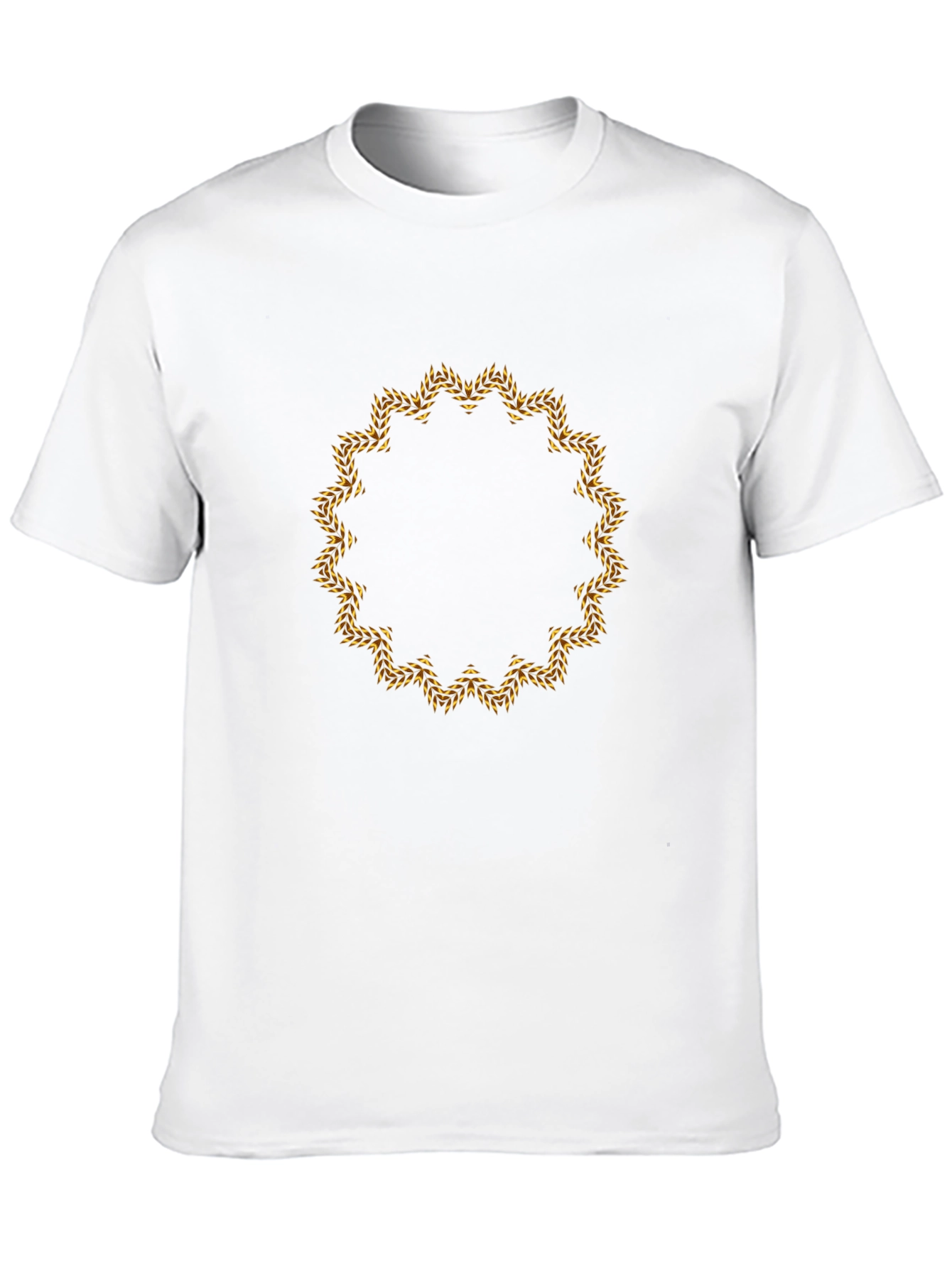 Mens Black Tee with Golden Floral Mandala