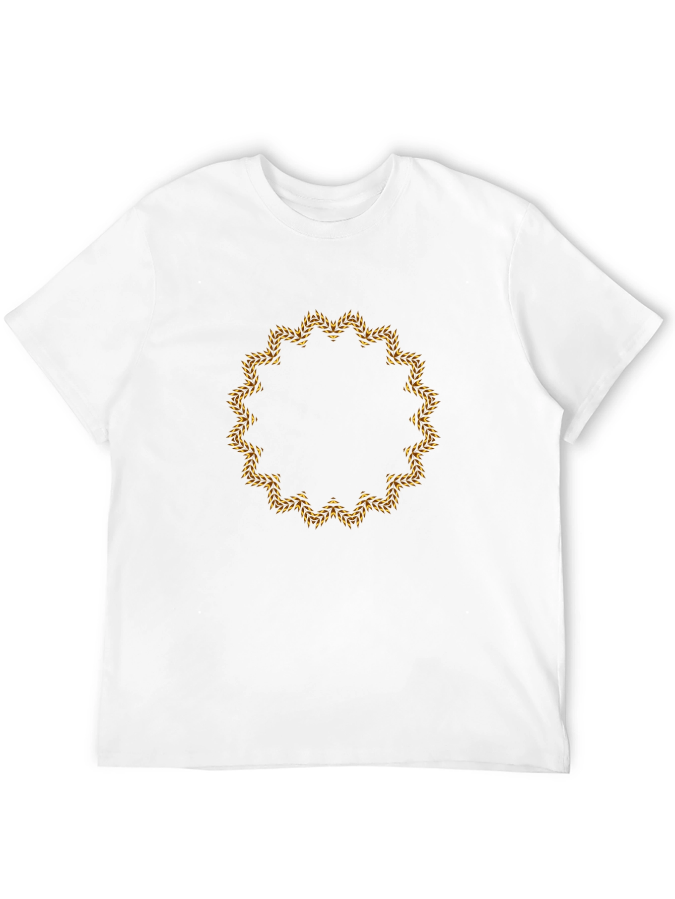 Mens Black Tee with Golden Floral Mandala