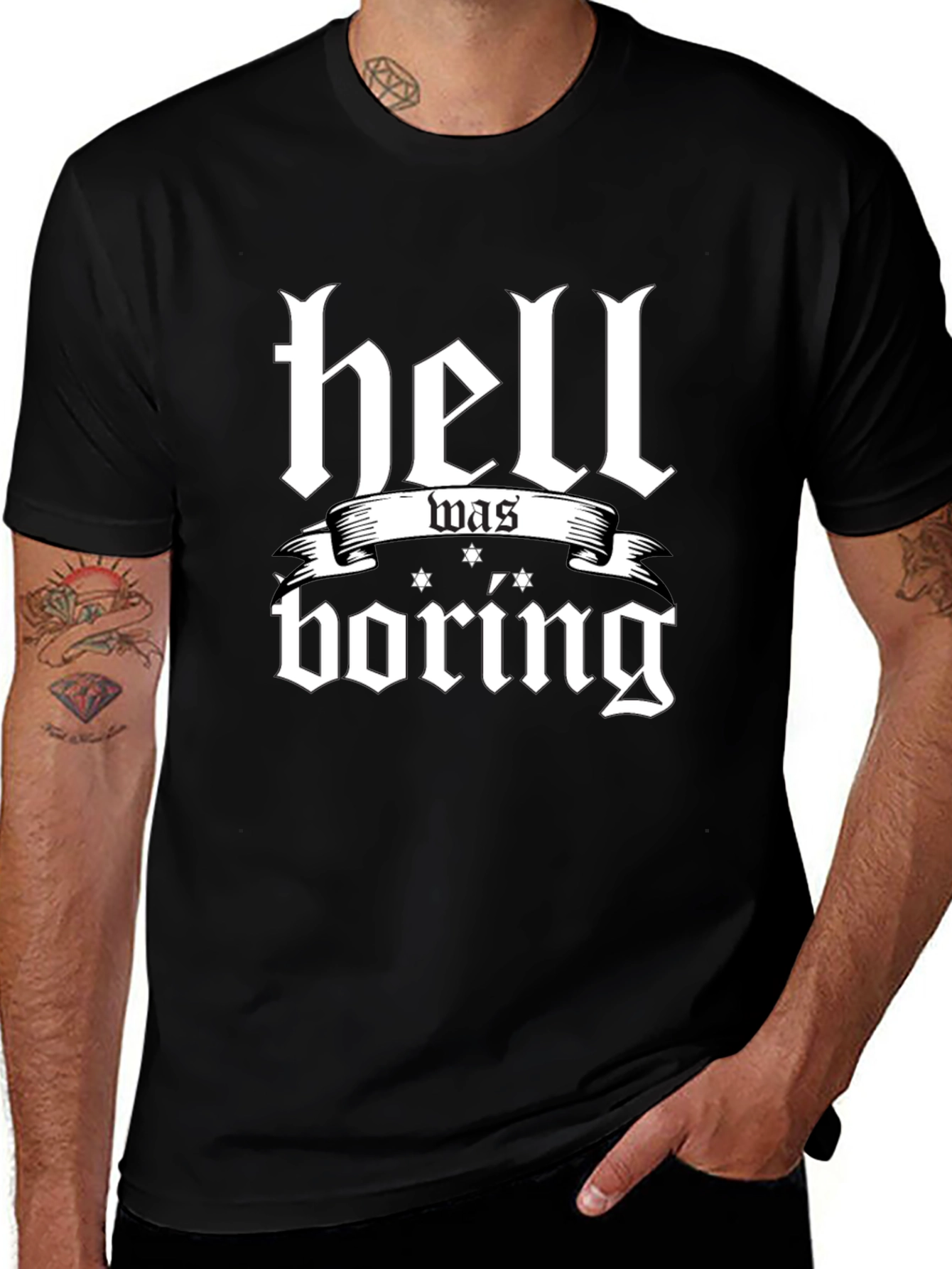 Hell Was Boring T-Shirt Black Graphic Tee