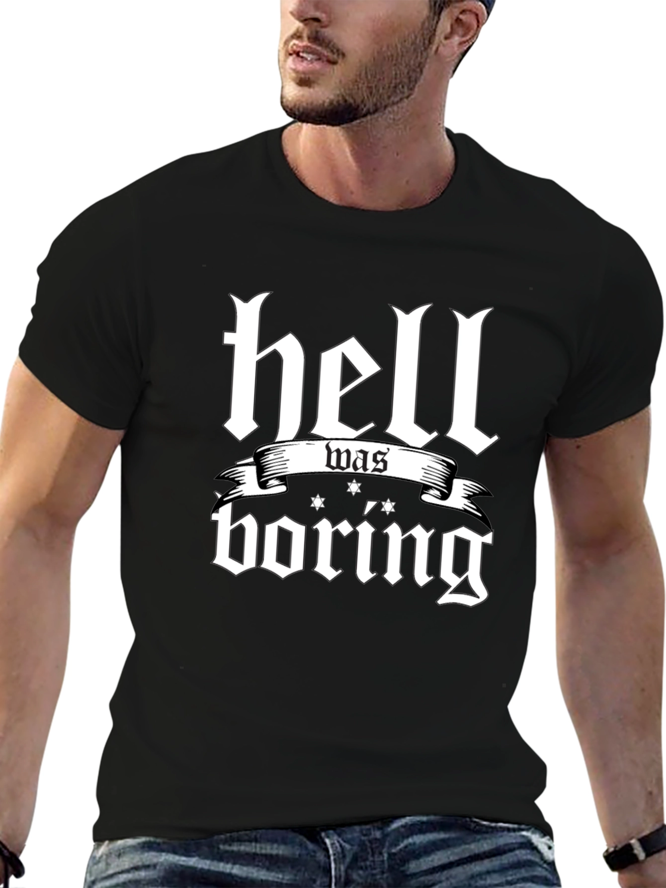 Hell Was Boring T-Shirt Black Graphic Tee