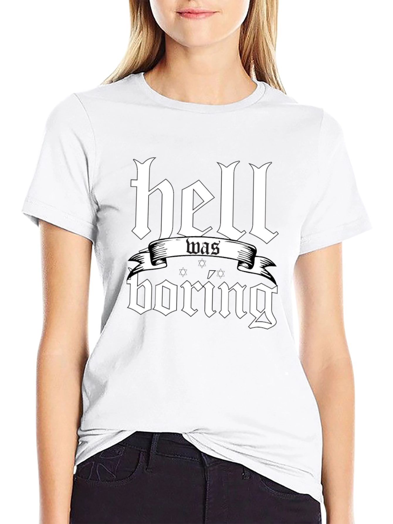 Hell Was Boring T-Shirt Black Graphic Tee
