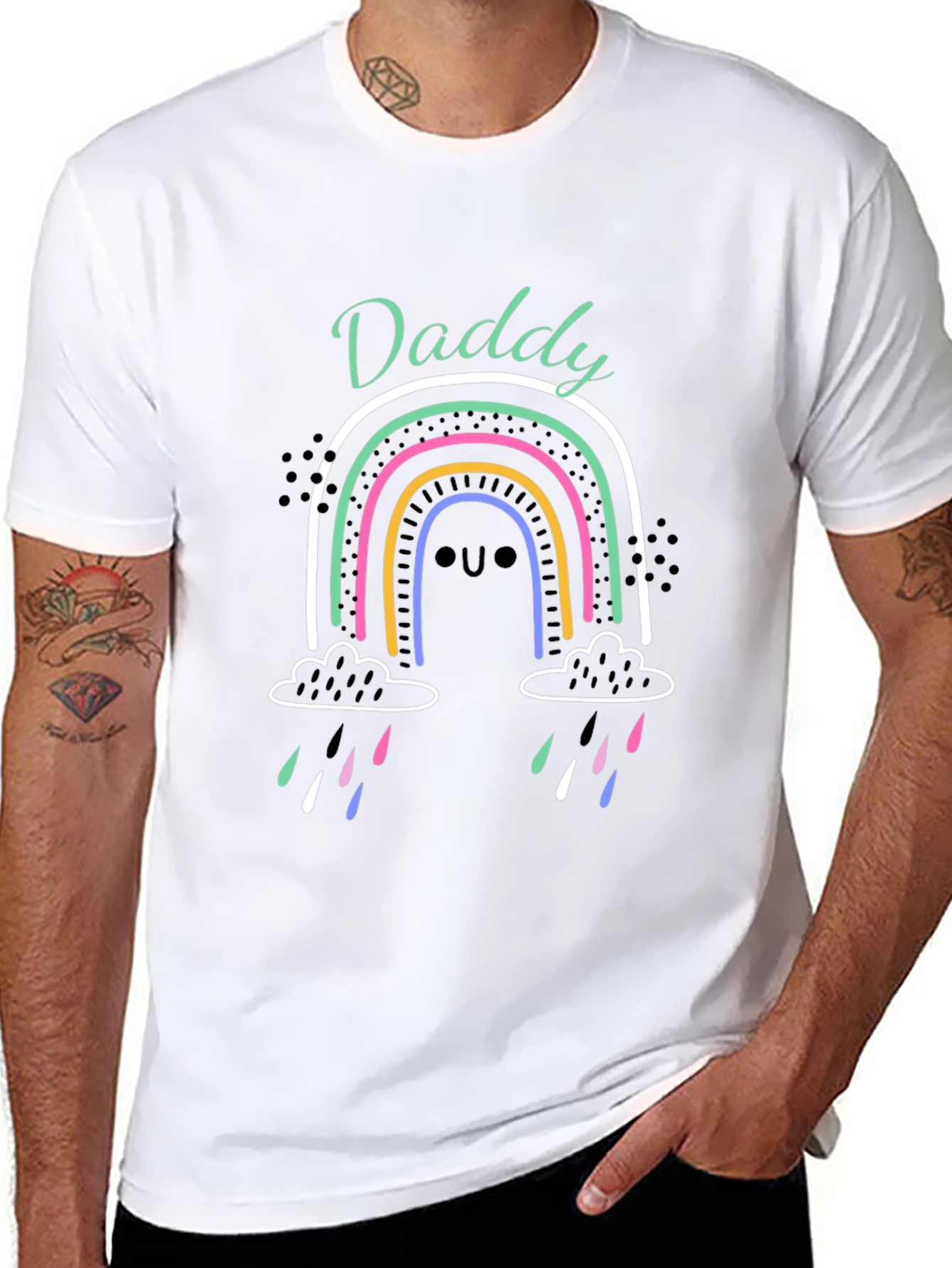 Daddy Rainbow Graphic T-Shirt - Cute Fathers Day Gift