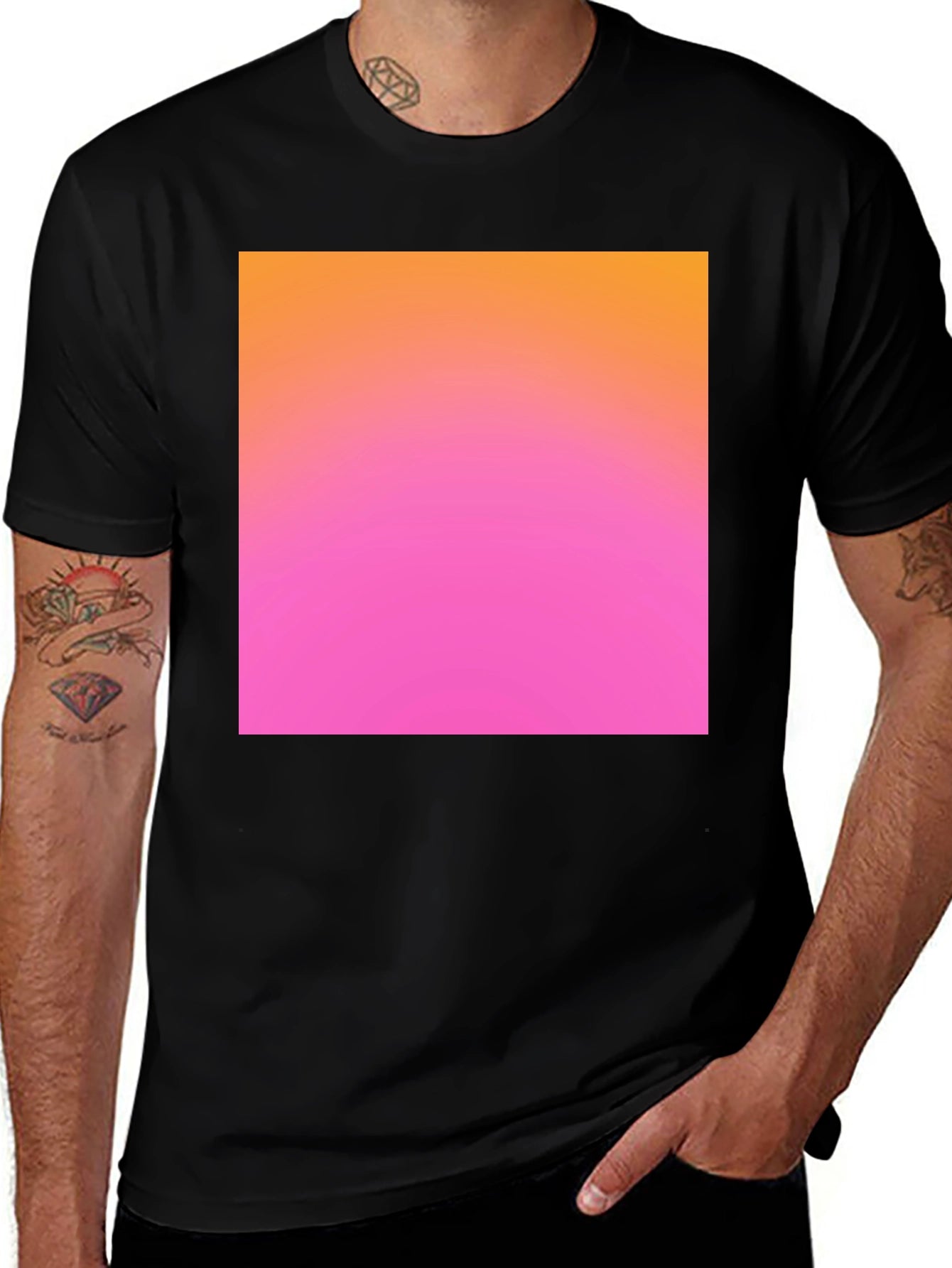 Gradient Square Tee - Black Casual Cotton Shirt