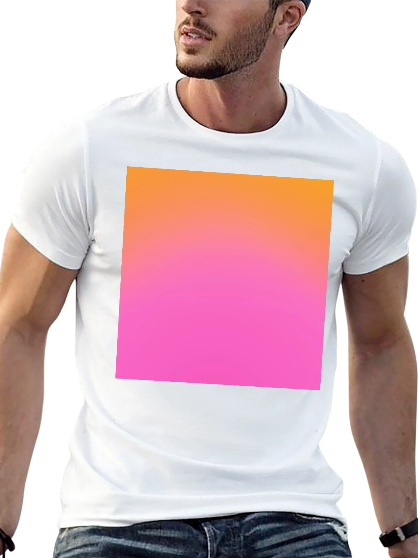 Gradient Square Tee - Black Casual Cotton Shirt