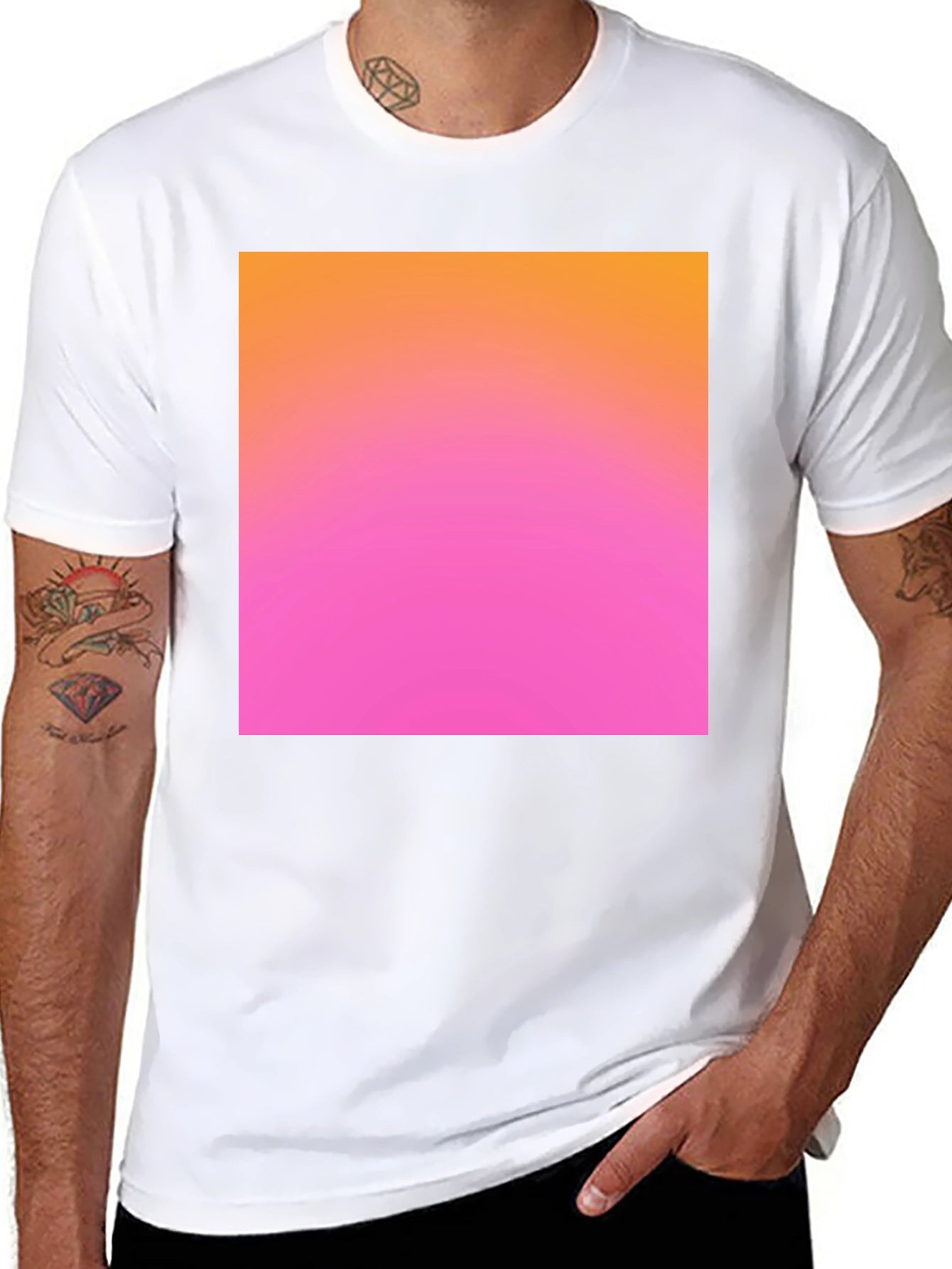 Gradient Square Tee - Black Casual Cotton Shirt