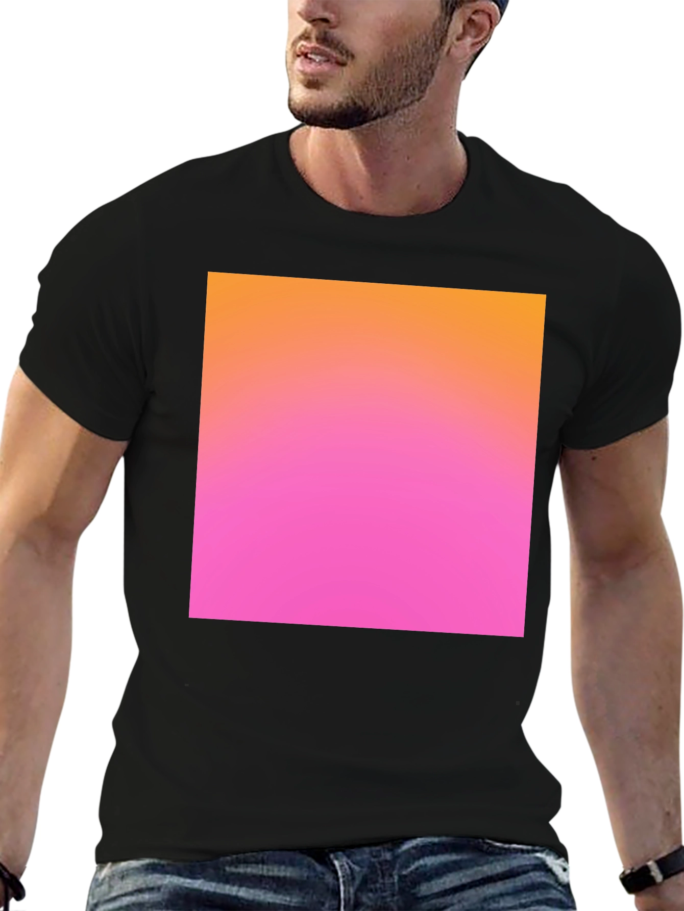 Gradient Square Tee - Black Casual Cotton Shirt