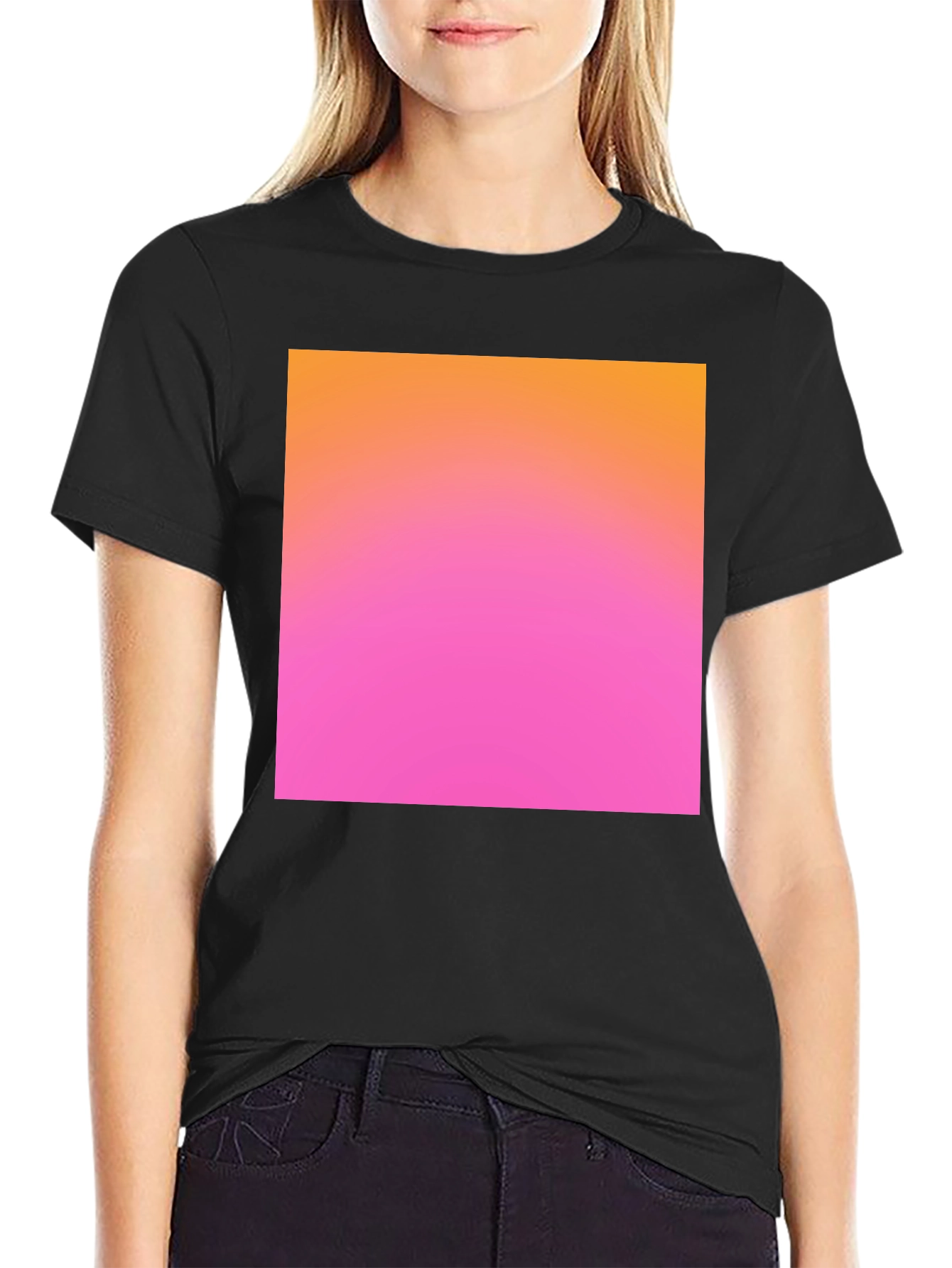 Gradient Square Tee - Black Casual Cotton Shirt