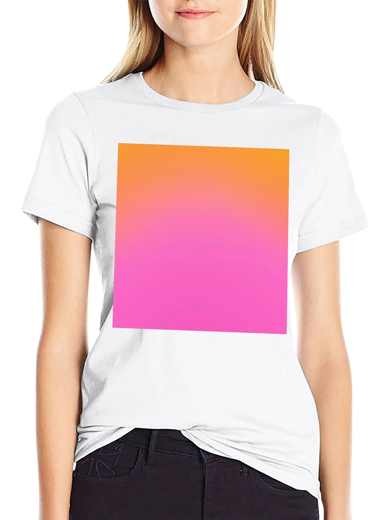 Gradient Square Tee - Black Casual Cotton Shirt