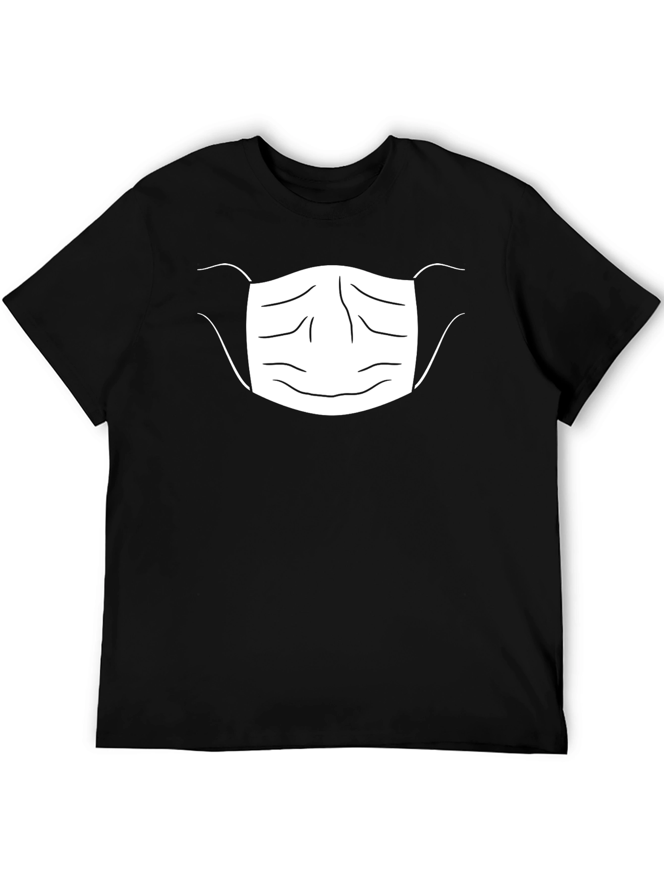 Masked Face Graphic Tee - Black Cotton Blend T-Shirt