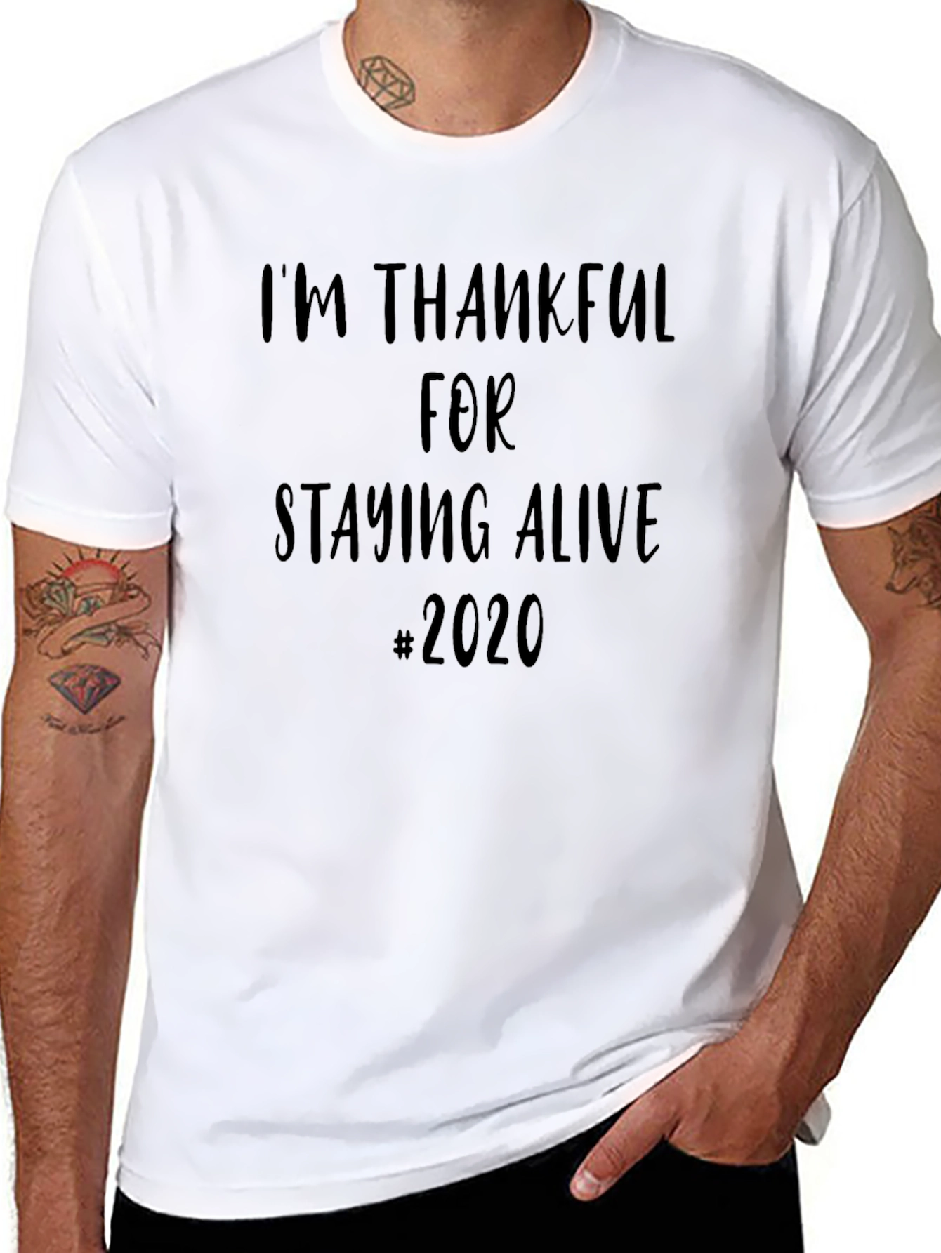 Thankful for Staying Alive 2020 Black T-Shirt