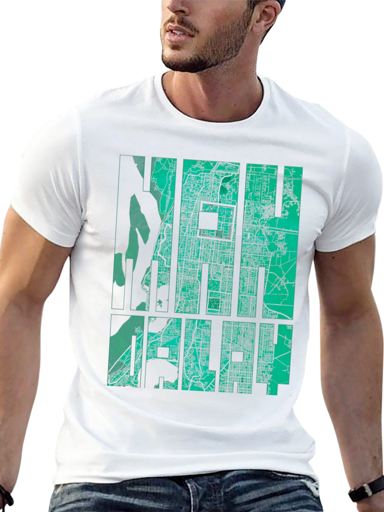 New Delhi Map Graphic Tee - India Travel Souvenir