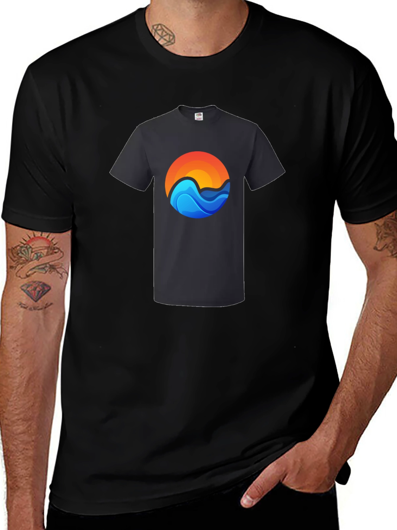Sunset Wave Graphic Tee - Casual Comfort