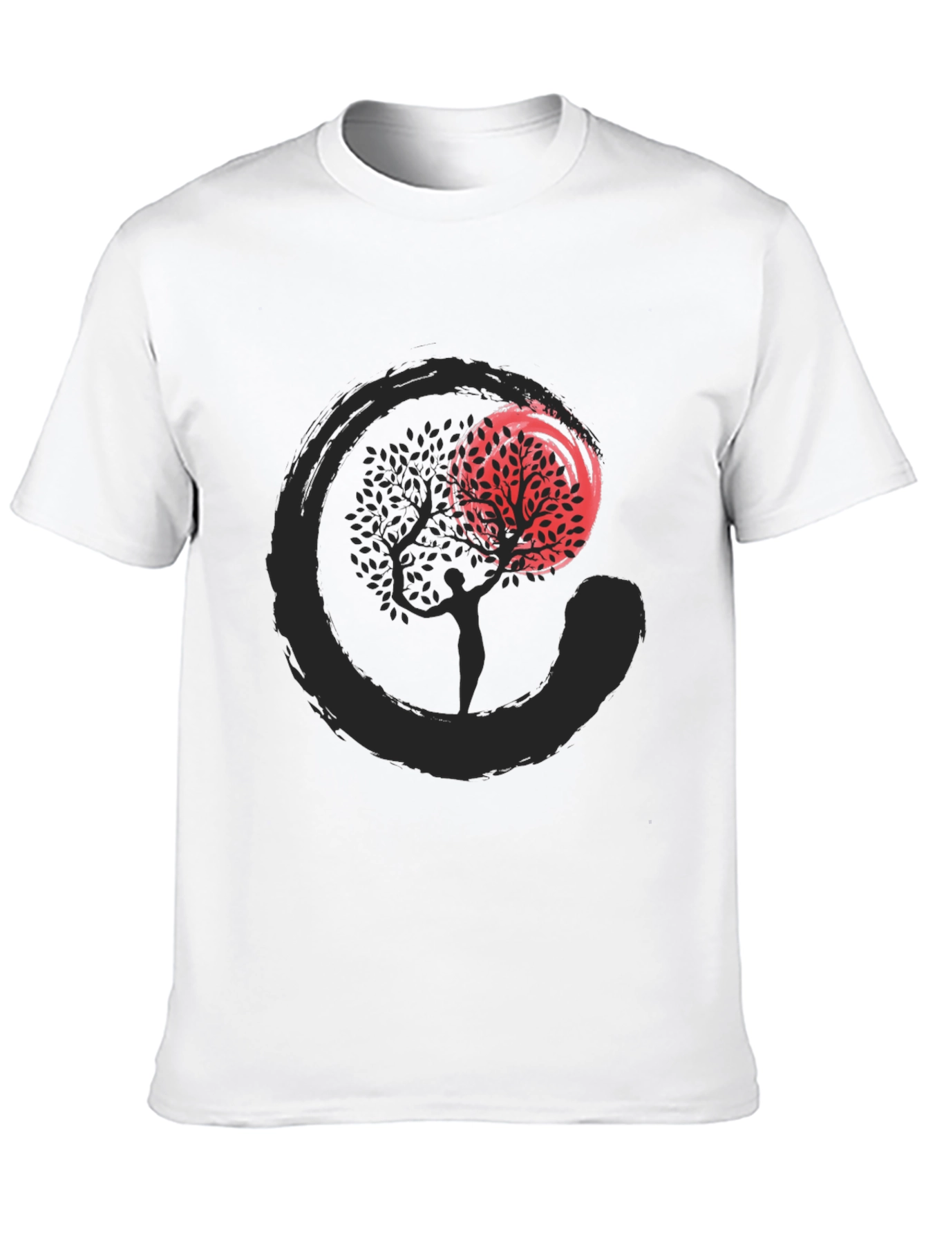 Zen Circle Tree Graphic T-Shirt - Black