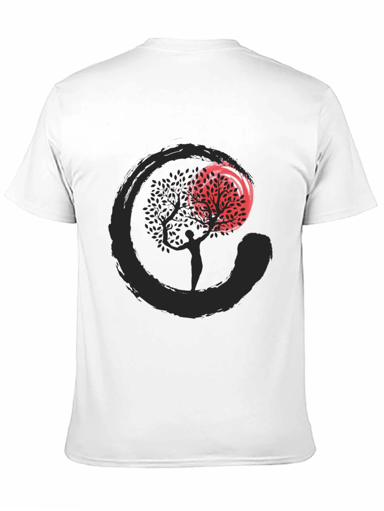 Zen Circle Tree Graphic T-Shirt - Black