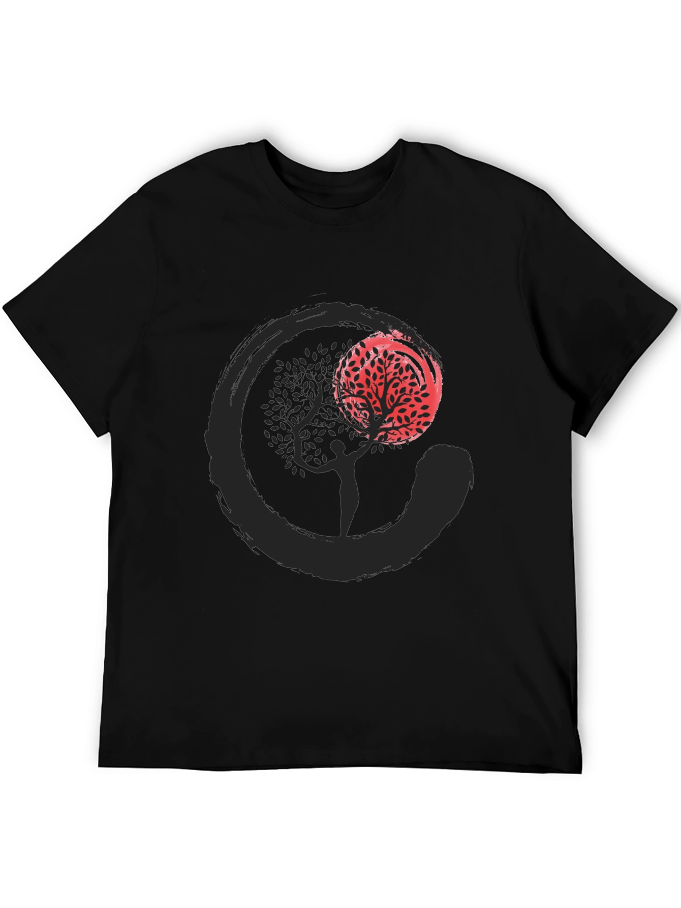Zen Circle Tree Graphic T-Shirt - Black