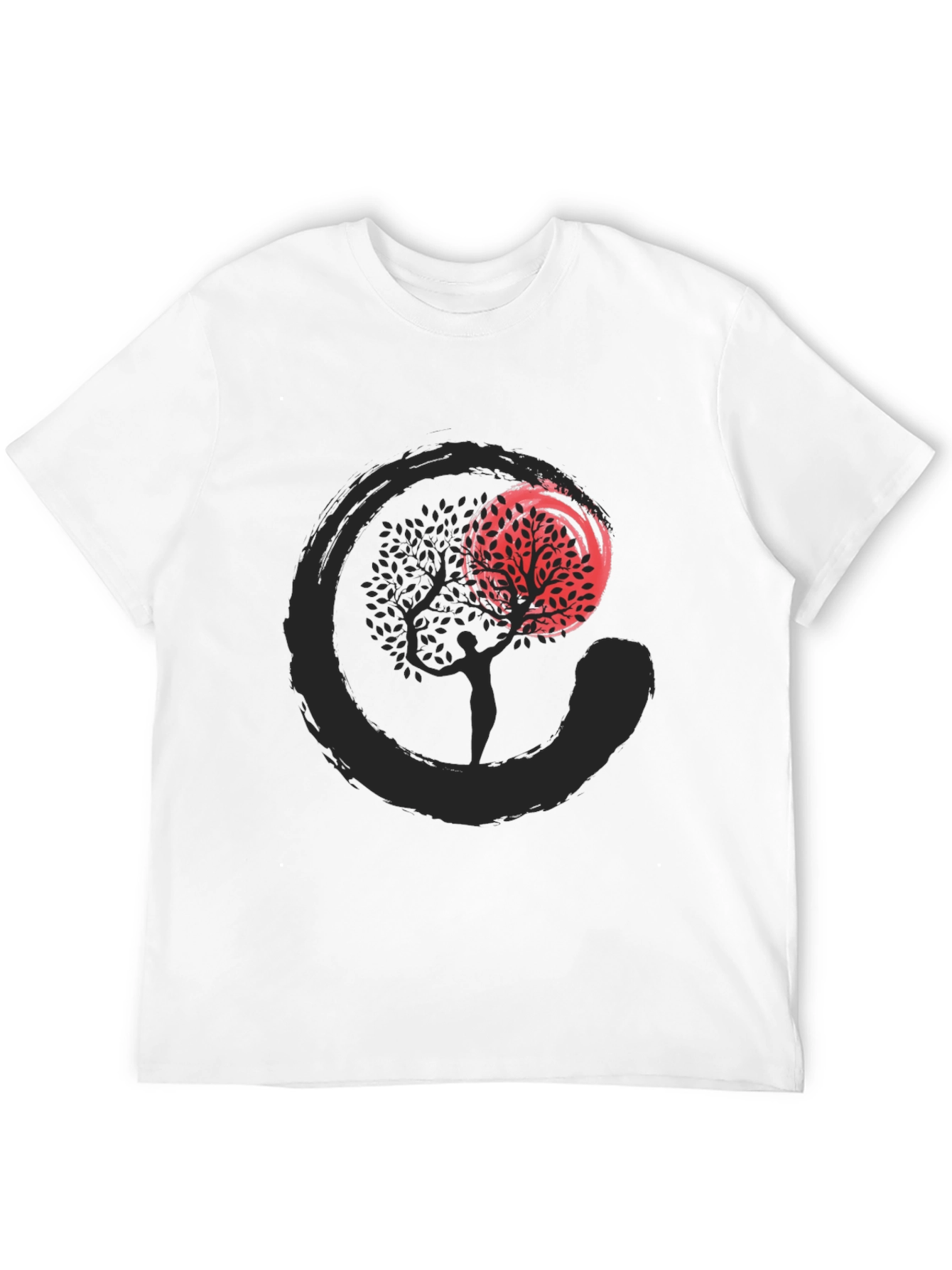 Zen Circle Tree Graphic T-Shirt - Black