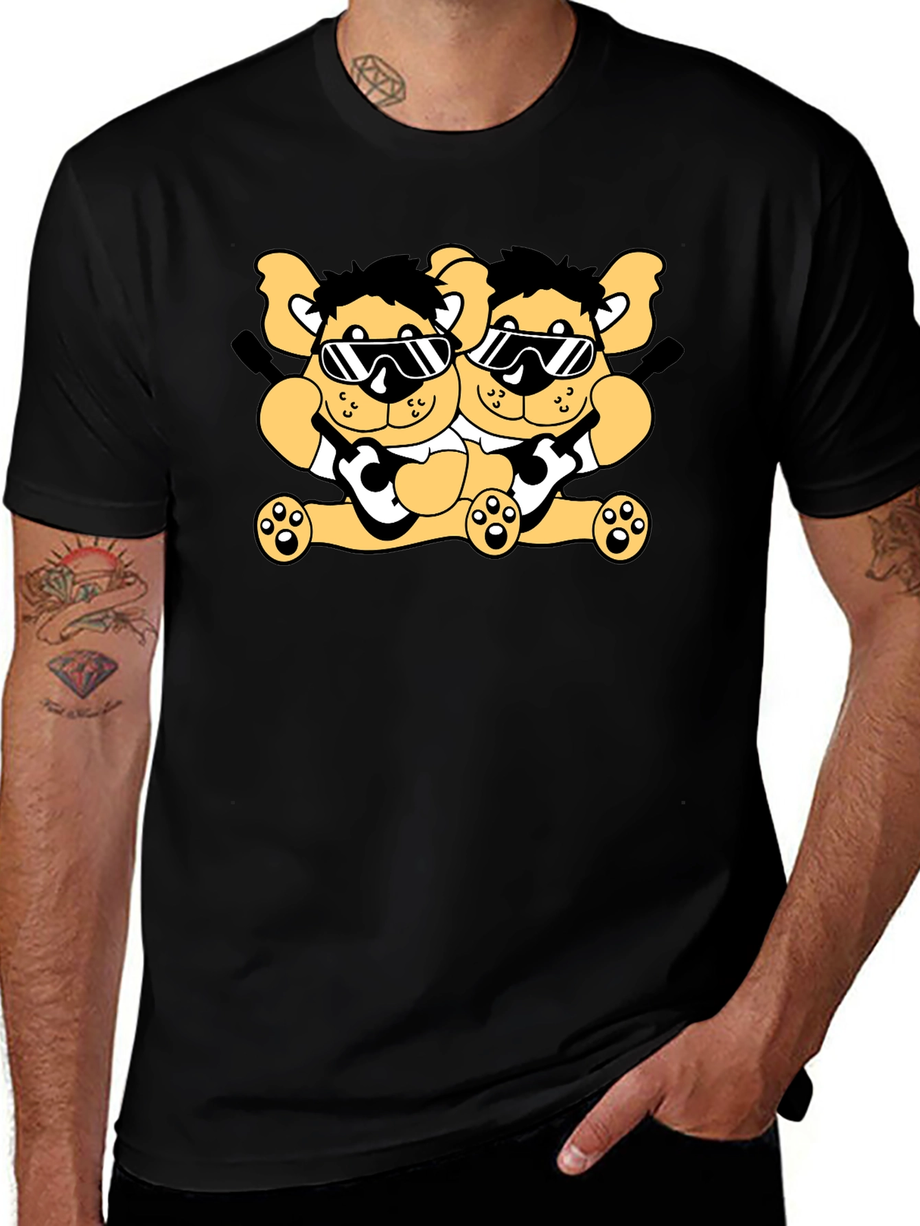 Cool Bear Twins Black Graphic Tee