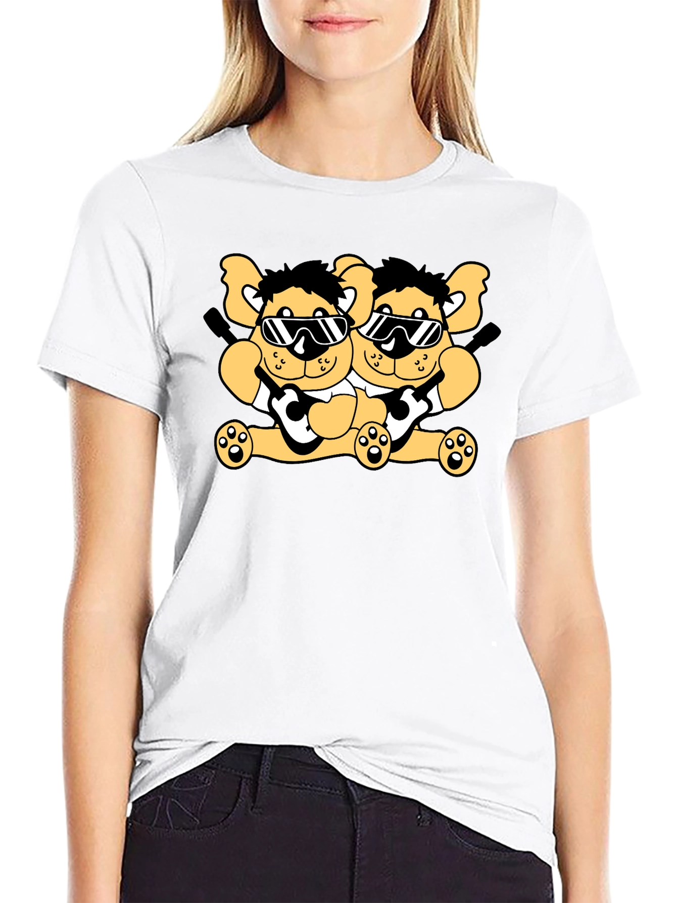 Cool Bear Twins Black Graphic Tee