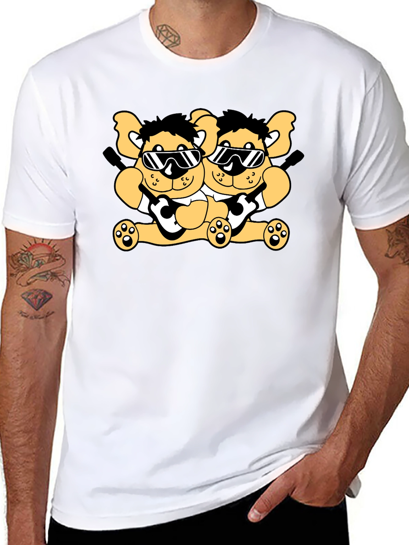 Cool Bear Twins Black Graphic Tee