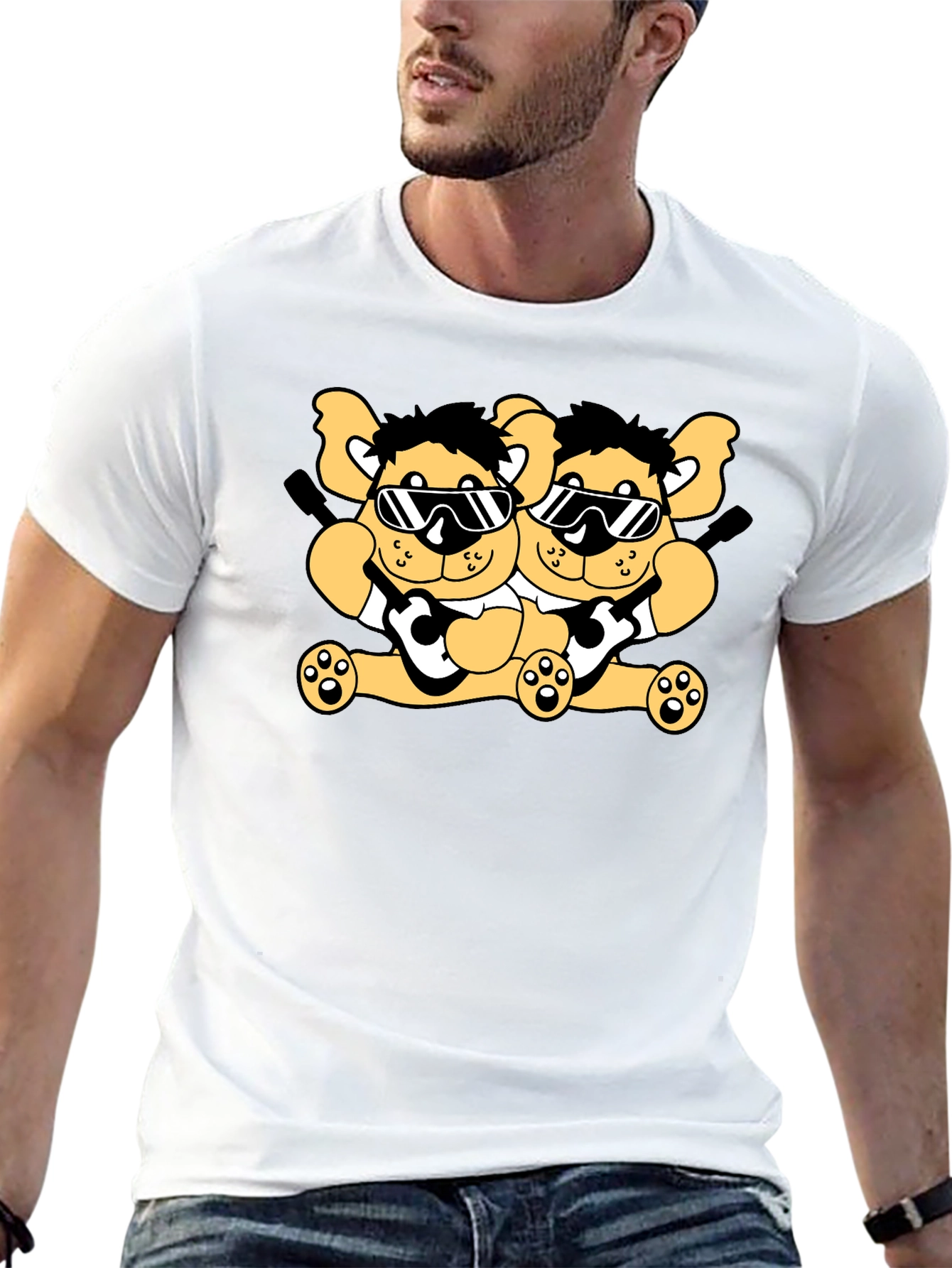 Cool Bear Twins Black Graphic Tee