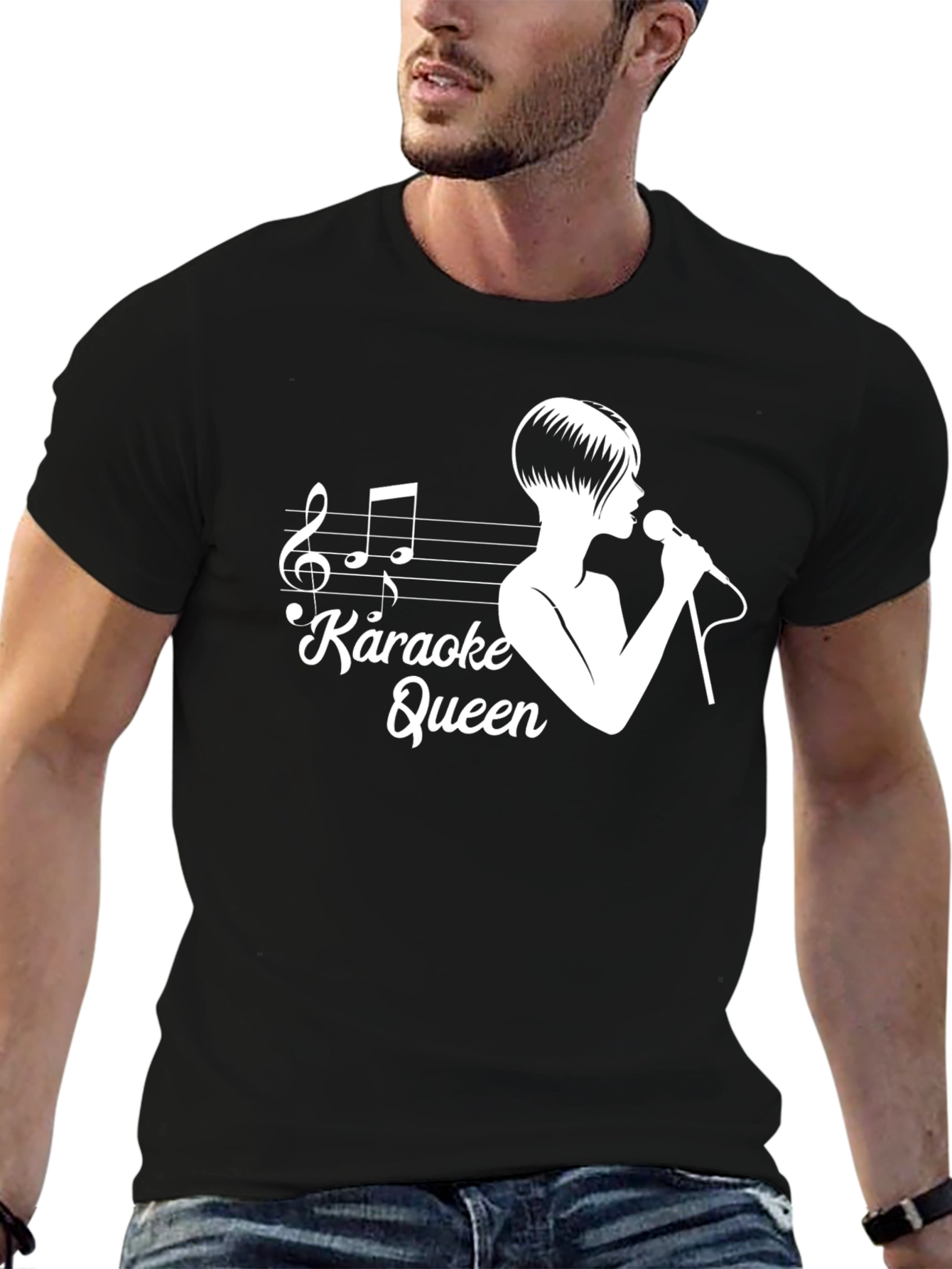 Karaoke Queen T-Shirt - Black Cotton Tee