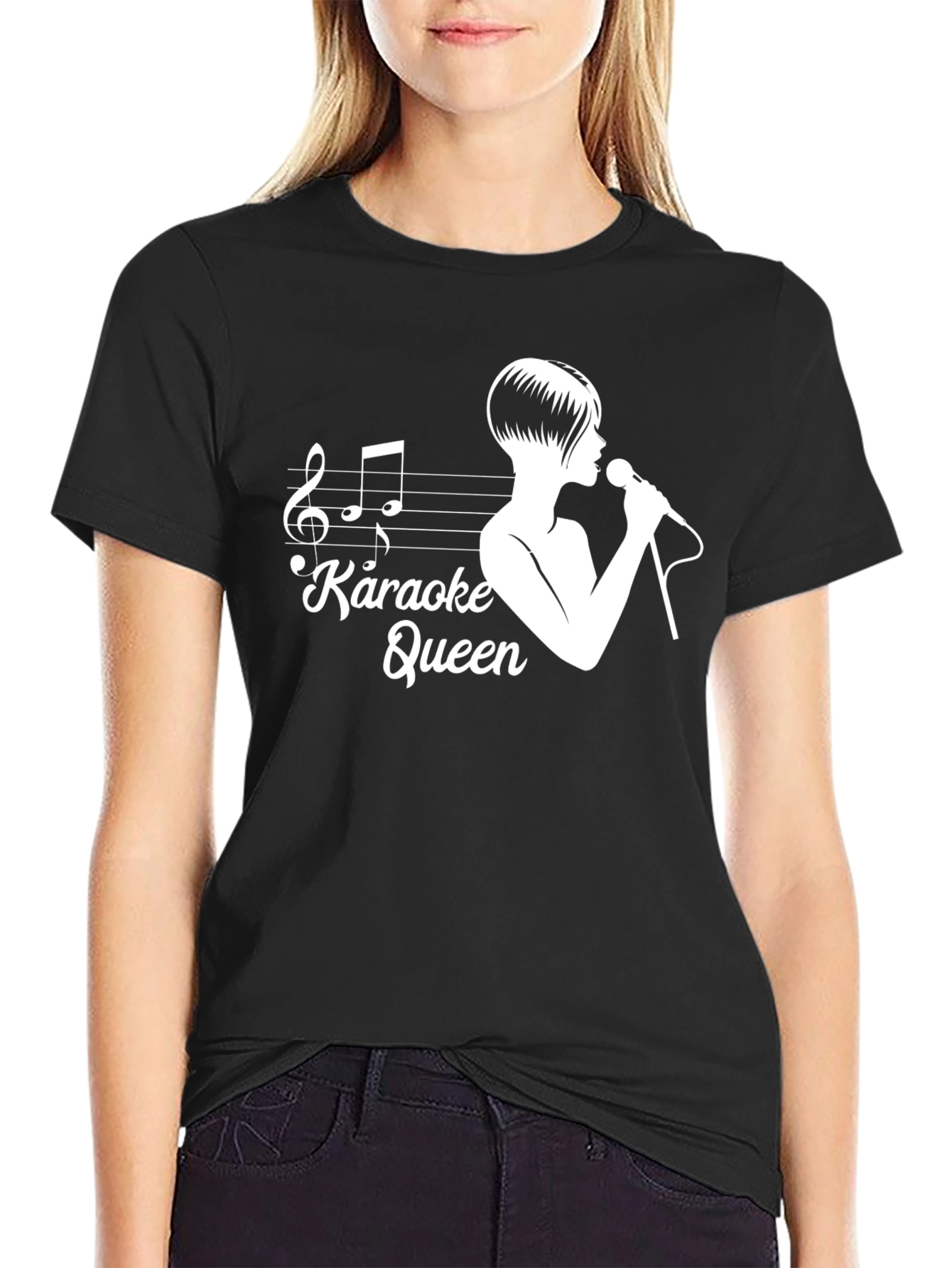 Karaoke Queen T-Shirt - Black Cotton Tee