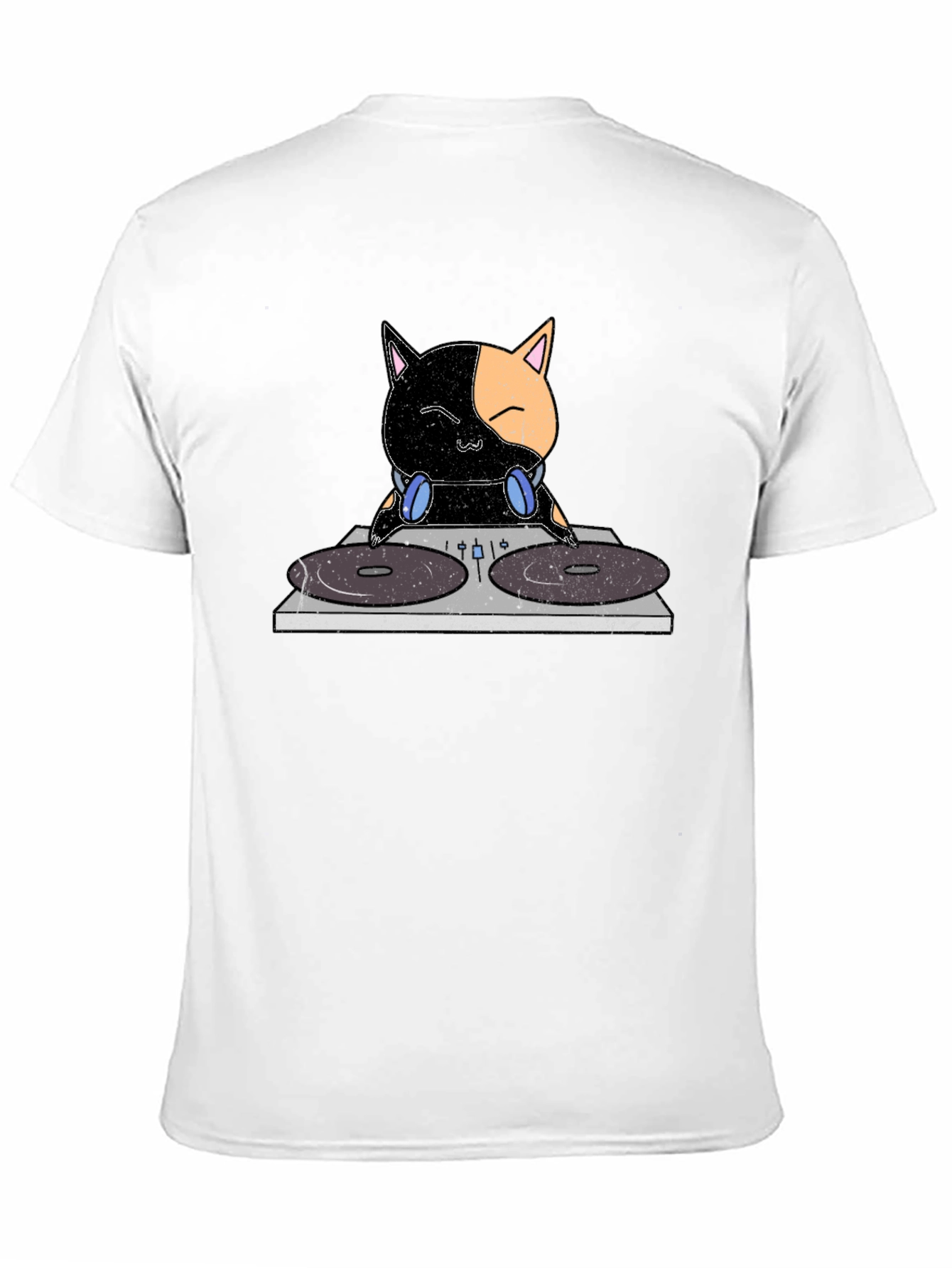 DJ Cat T-Shirt - Black Cotton Crew Neck Tee