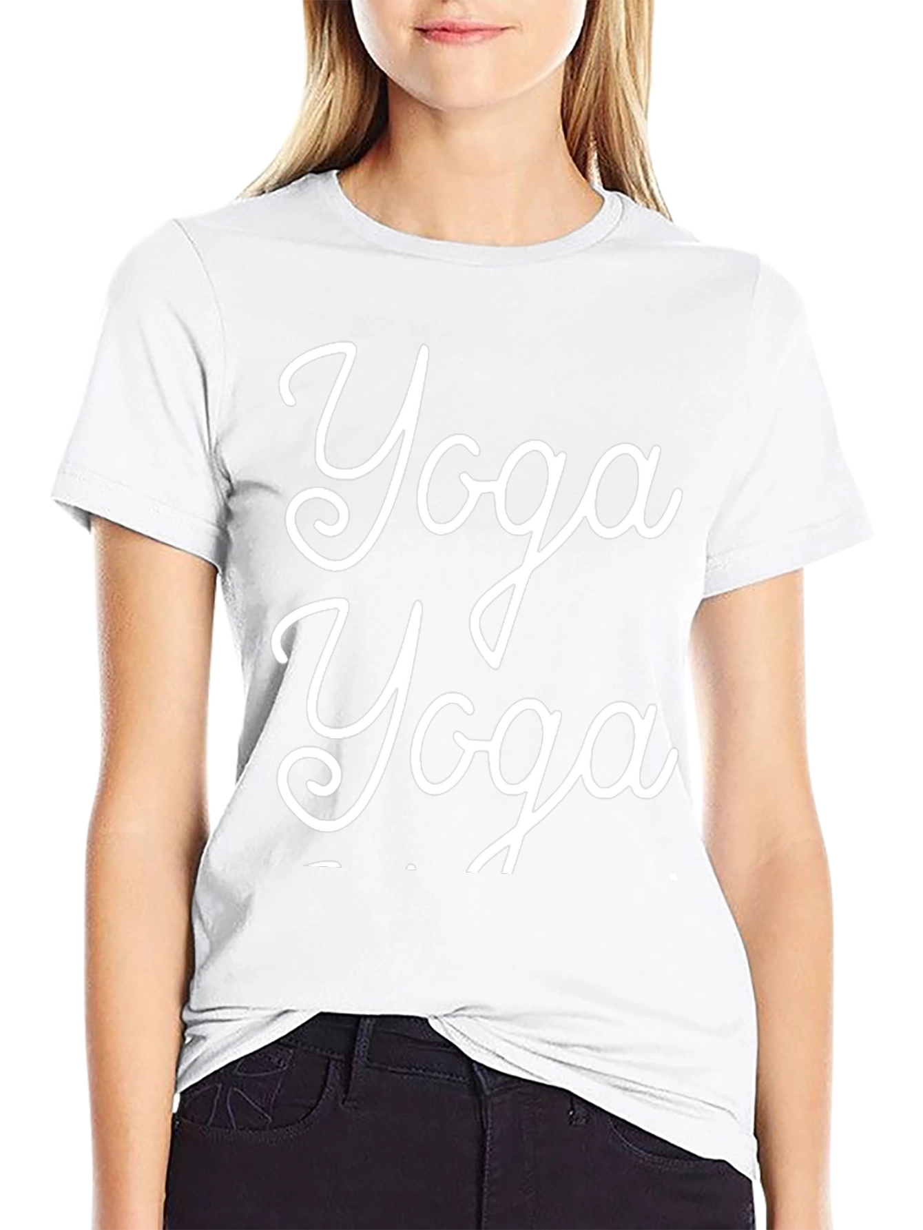 Yoga T-Shirt - Black Cotton - Trendy Design
