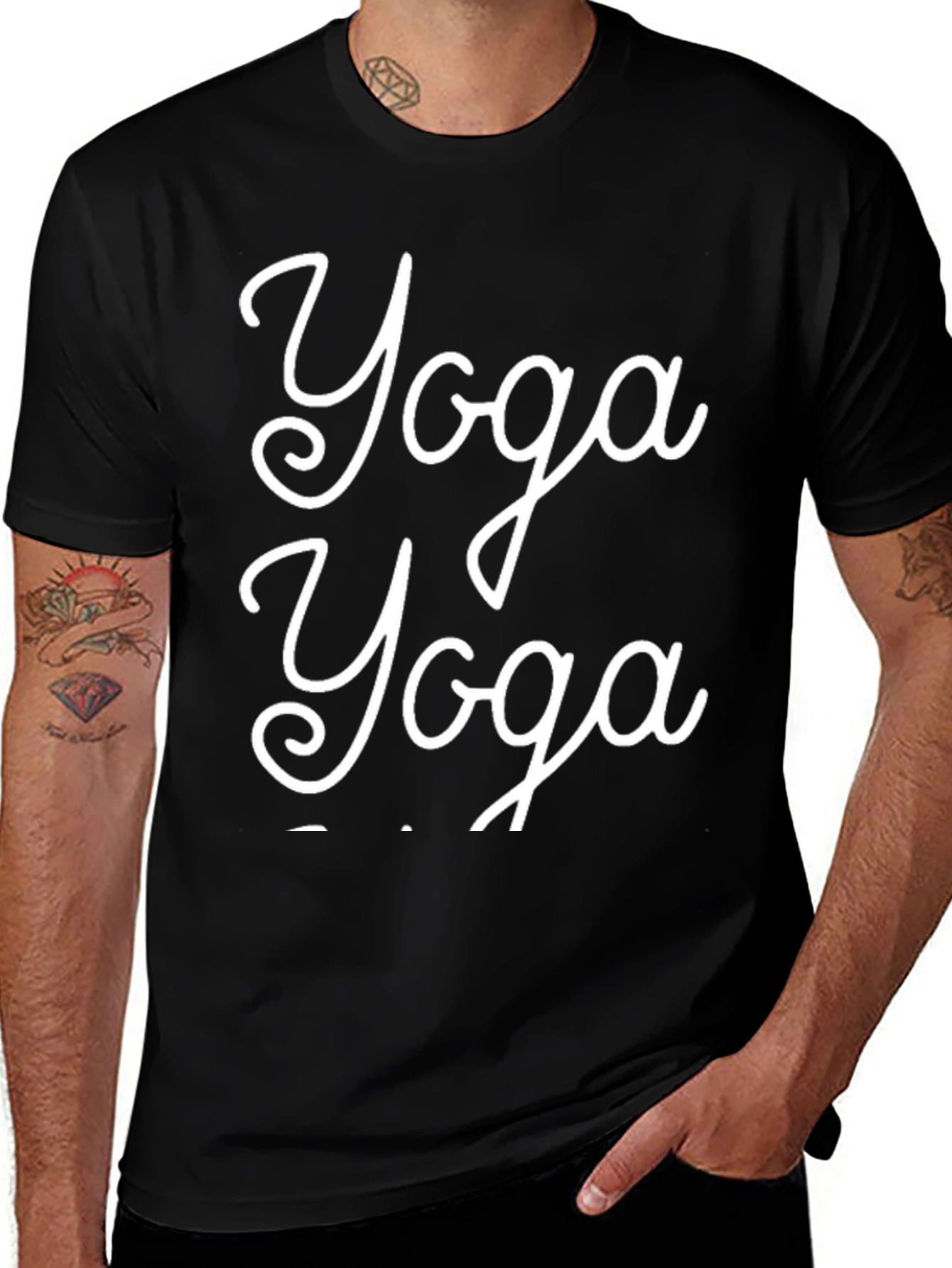 Yoga T-Shirt - Black Cotton - Trendy Design