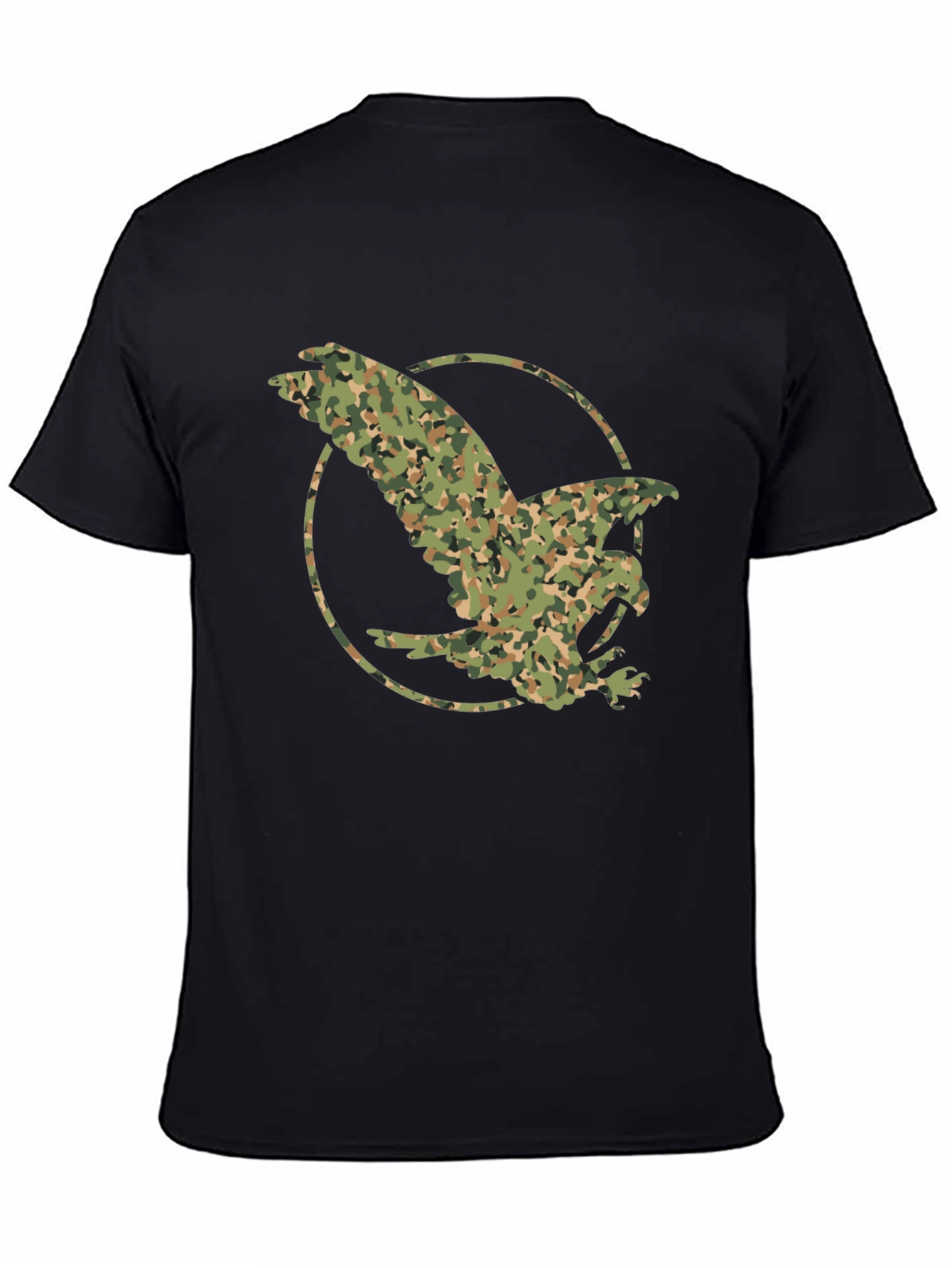 Camouflage Eagle Graphic Tee - Black