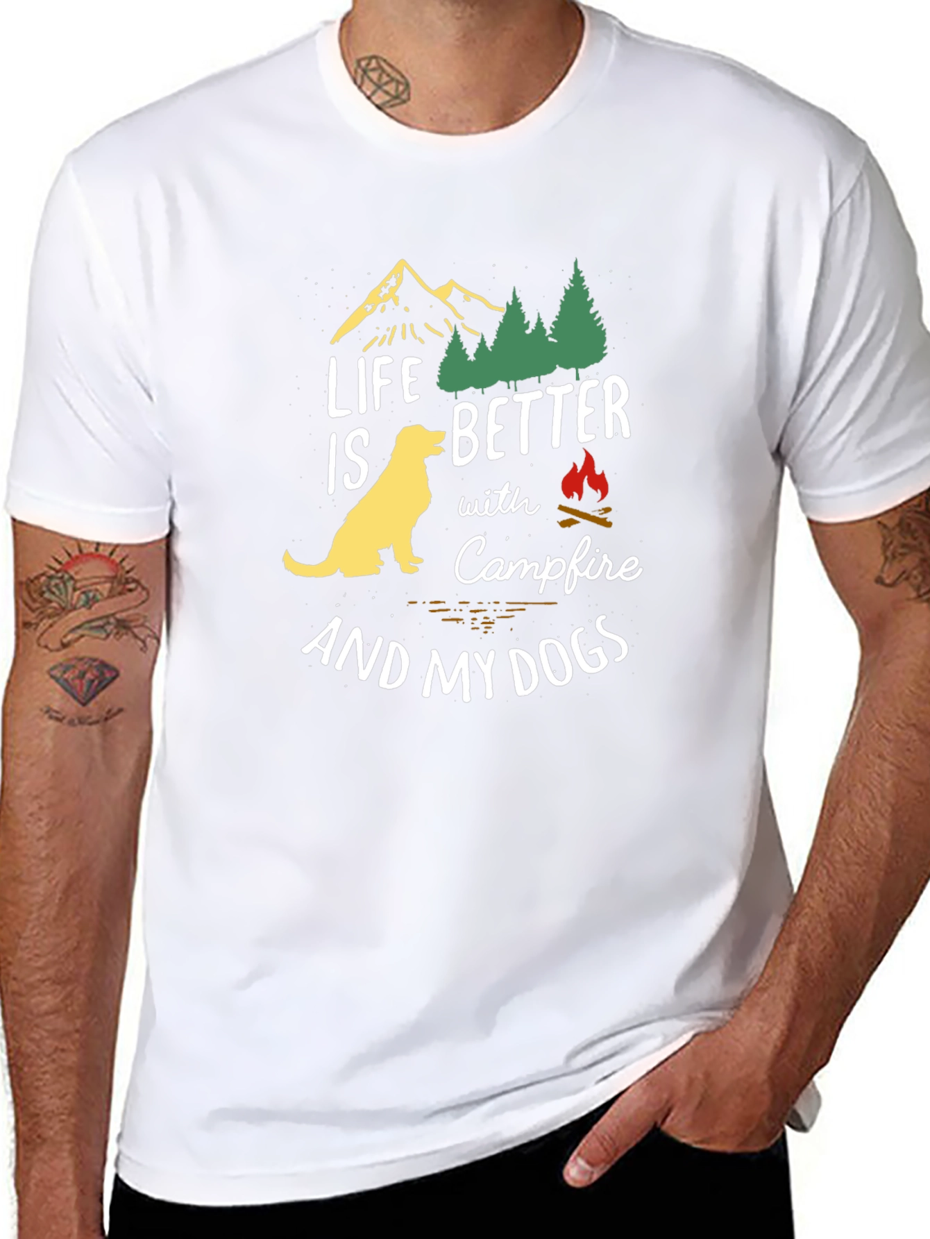 Life is Better with Campfire and Dogs T-Shirt