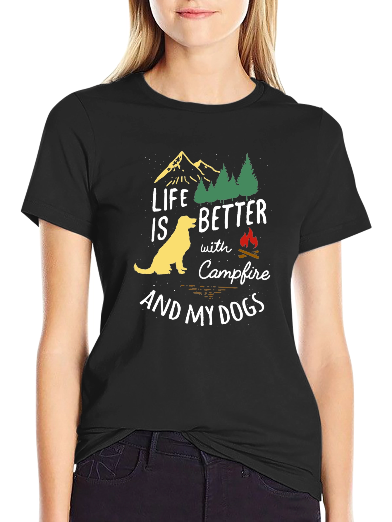 Life is Better with Campfire and Dogs T-Shirt