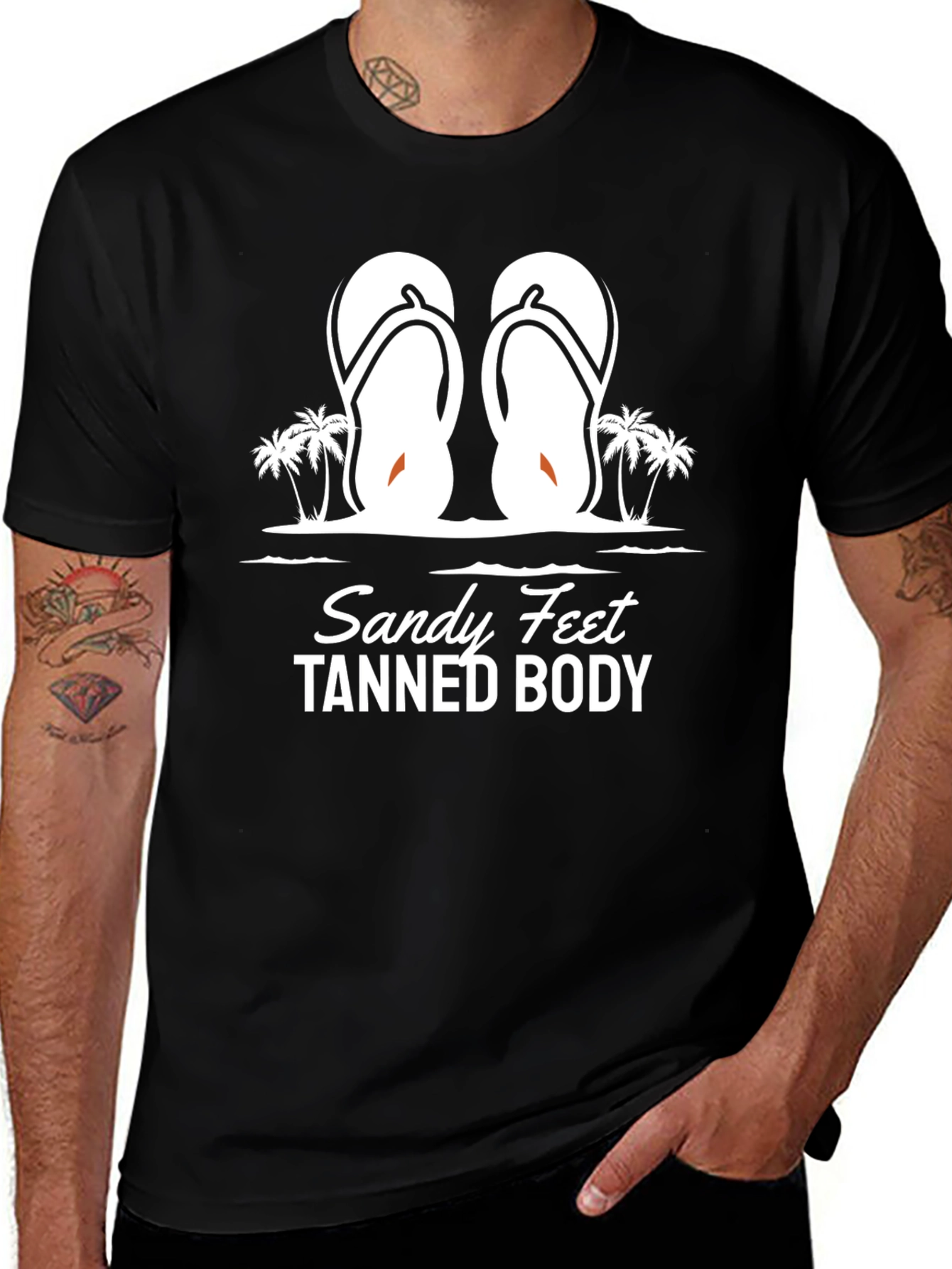 Sandy Feet Tanned Body Black Graphic T-Shirt