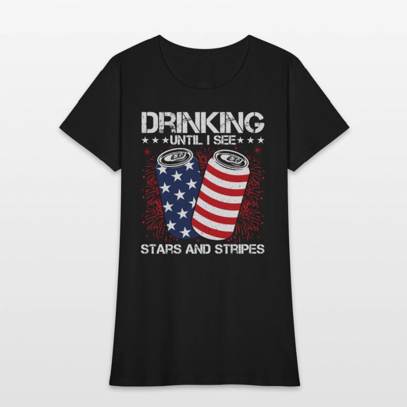 Drinking Until I See Stars and Stripes Funny Tee