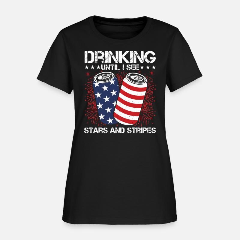 Drinking Until I See Stars and Stripes Funny Tee