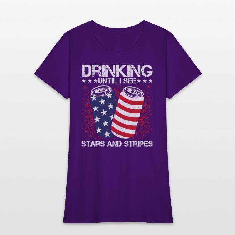 Drinking Until I See Stars and Stripes Funny Tee