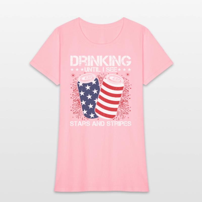 Drinking Until I See Stars and Stripes Funny Tee