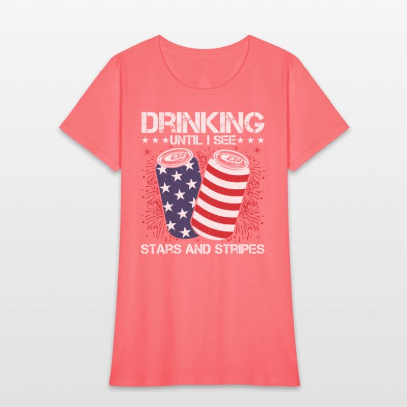 Drinking Until I See Stars and Stripes Funny Tee
