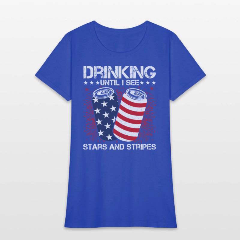 Drinking Until I See Stars and Stripes Funny Tee