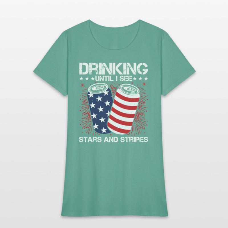 Drinking Until I See Stars and Stripes Funny Tee