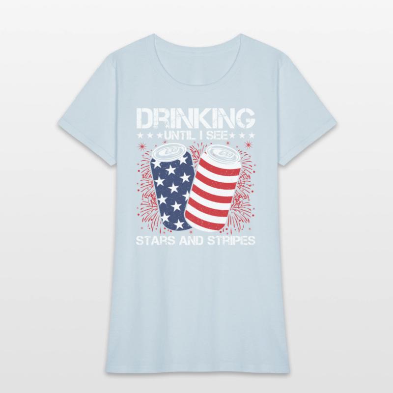 Drinking Until I See Stars and Stripes Funny Tee