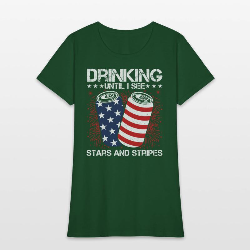 Drinking Until I See Stars and Stripes Funny Tee