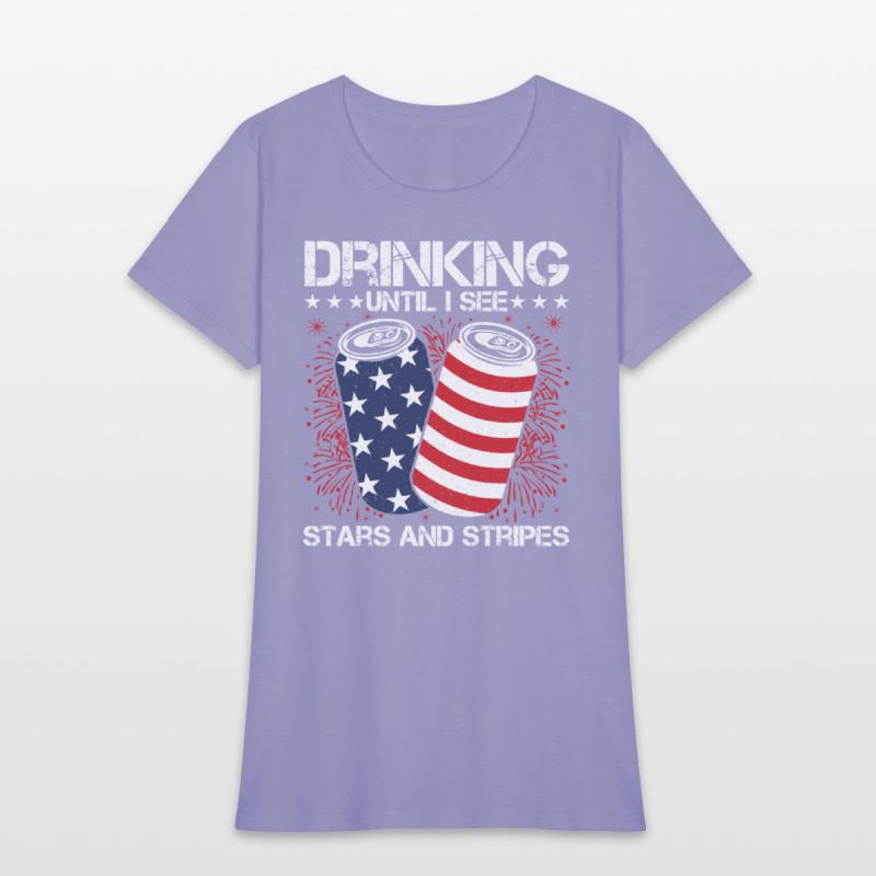 Drinking Until I See Stars and Stripes Funny Tee