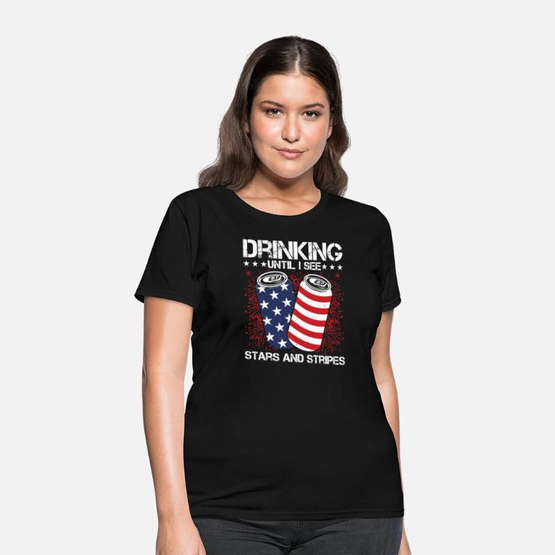 Drinking Until I See Stars and Stripes Funny Tee
