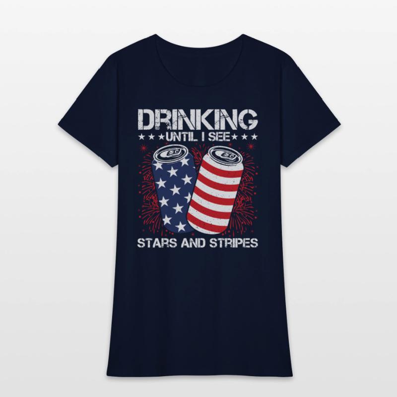 Drinking Until I See Stars and Stripes Funny Tee